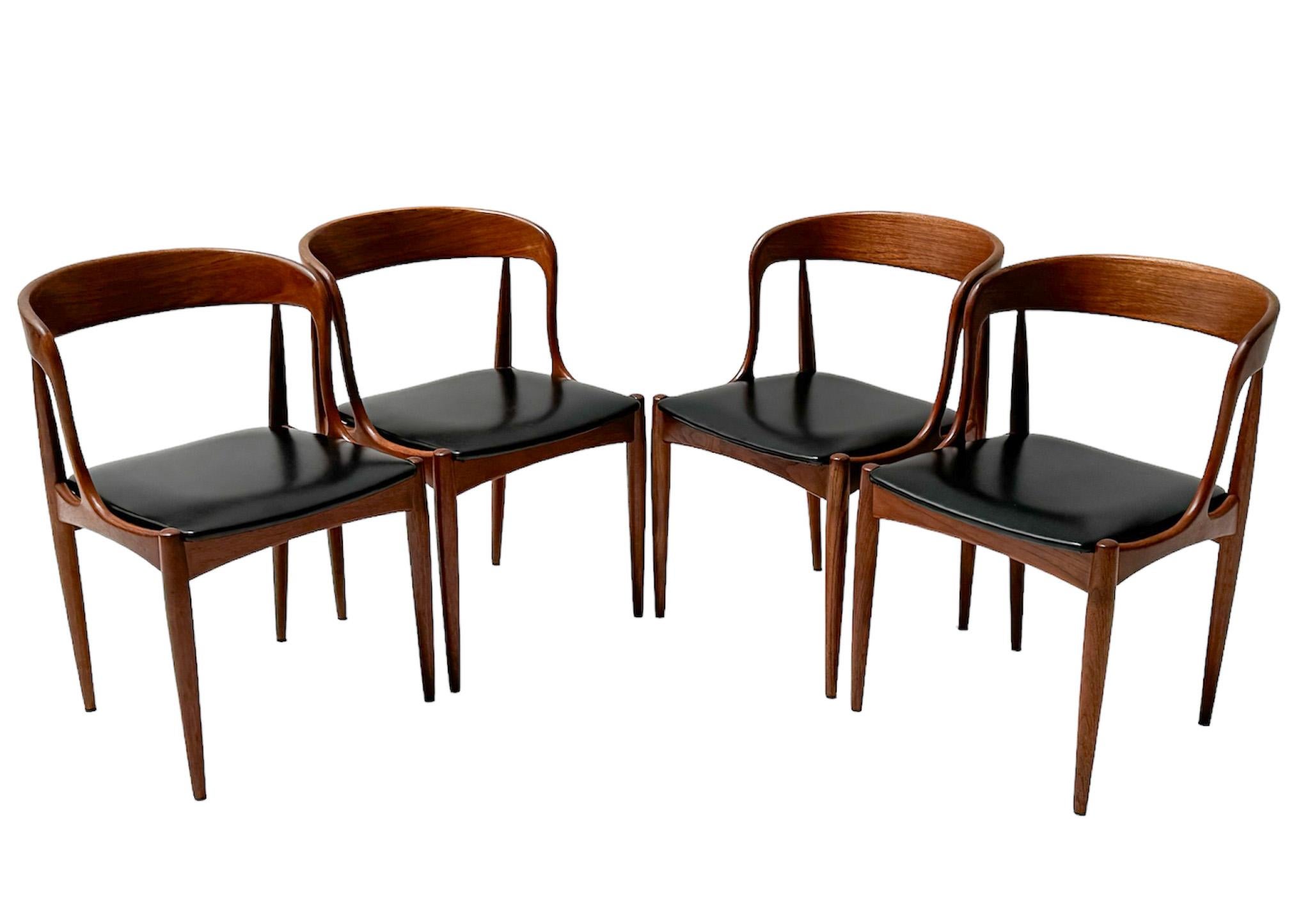 Danish Four Teak Mid-Century Modern Dining Chairs by Johannes Andersen for Uldum, 1960s For Sale