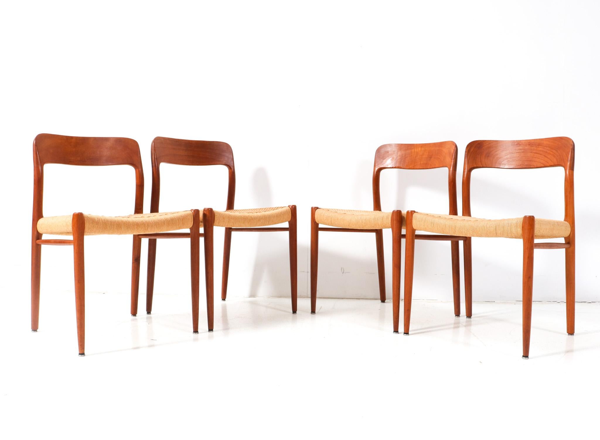 Teak Mid-Century Modern Model 75 Dining Chairs by Niels Otto Møller, 1956 In Good Condition In Amsterdam, NL