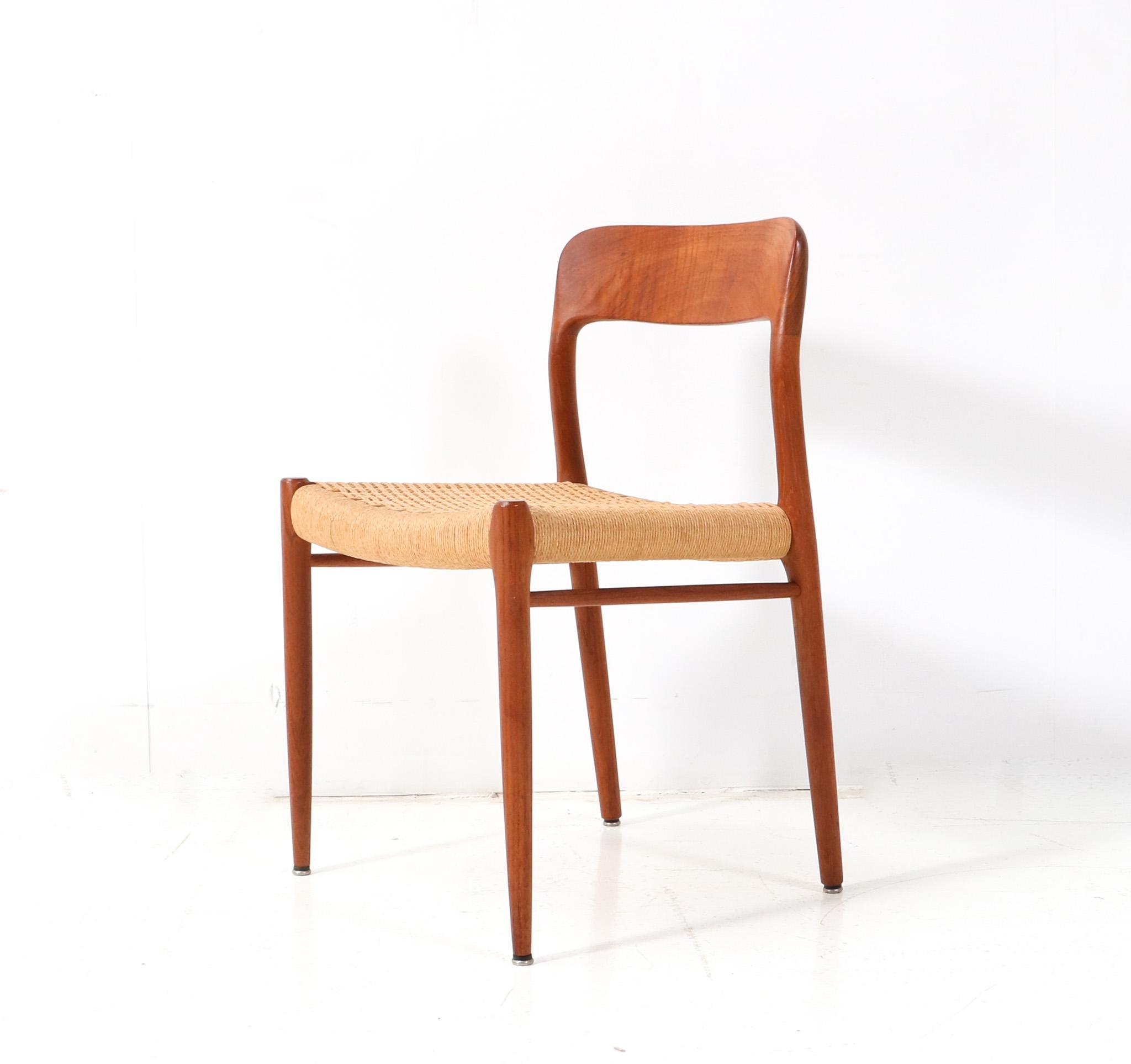 Mid-20th Century Teak Mid-Century Modern Model 75 Dining Chairs by Niels Otto Møller, 1956