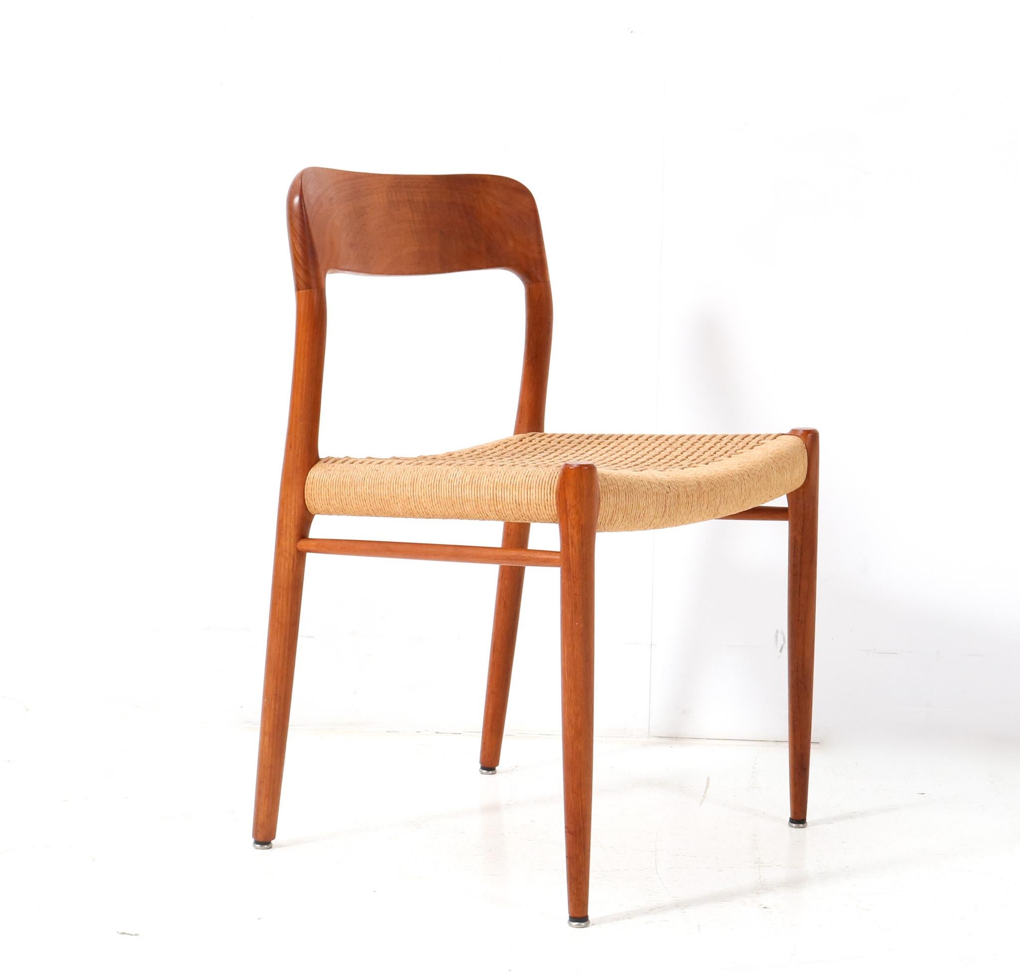 Teak Mid-Century Modern Model 75 Dining Chairs by Niels Otto Møller, 1956 1