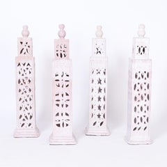 Four Terra Cotta Minaret Form Candle Covers or Objects
