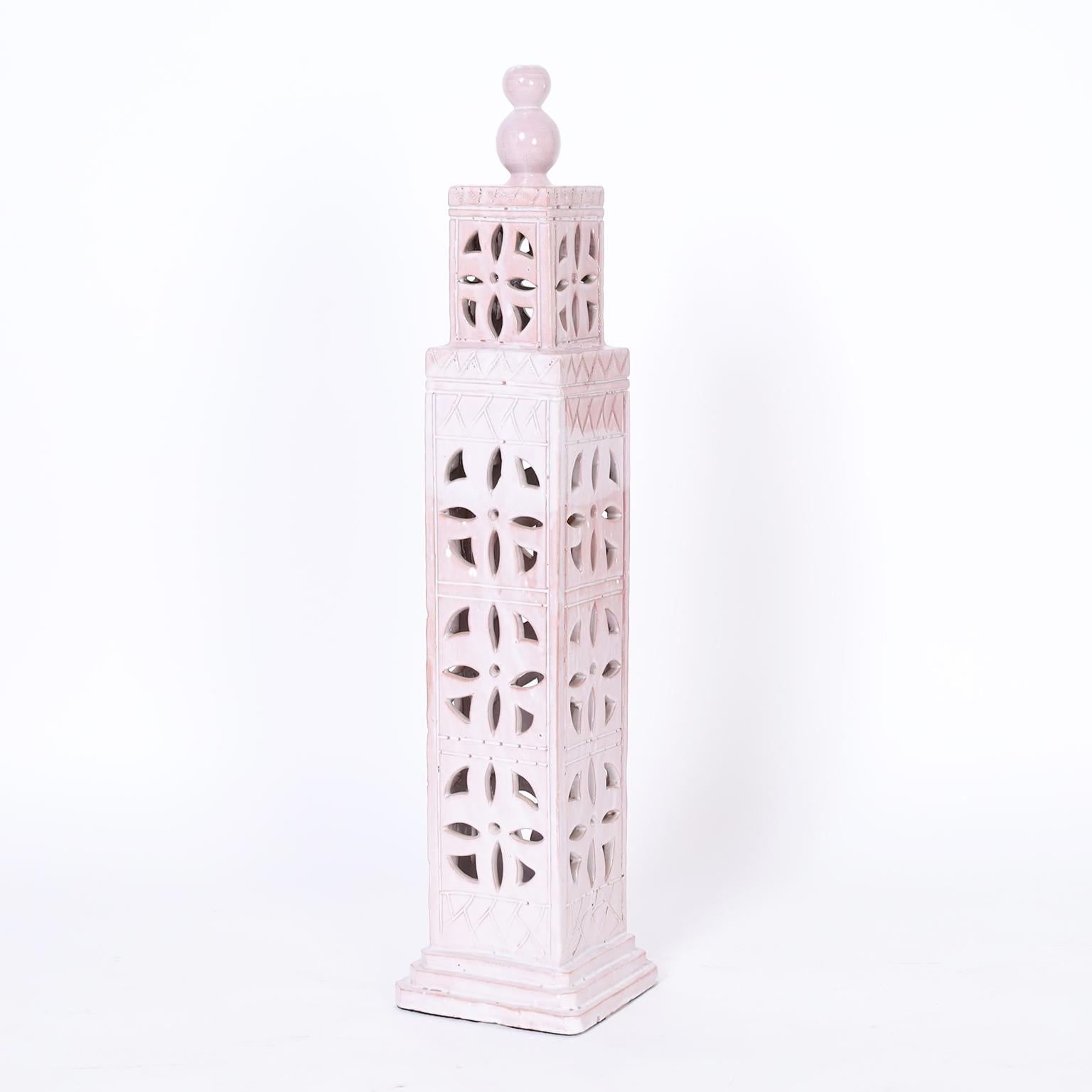 Moorish Four Terra Cotta Minaret Form Candle Covers or Objects For Sale