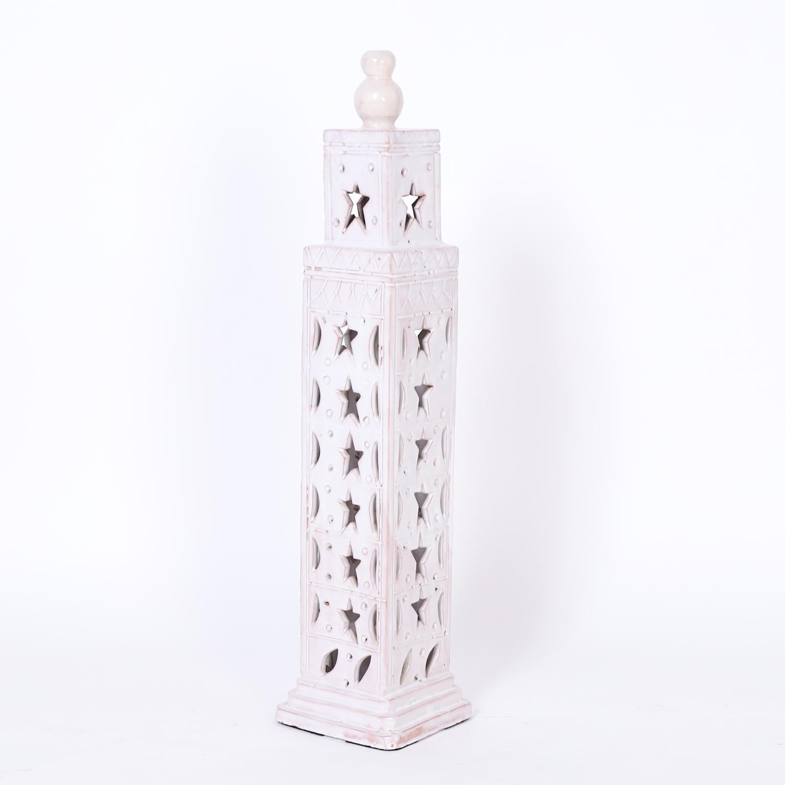 Moroccan Four Terra Cotta Minaret Form Candle Covers or Objects For Sale