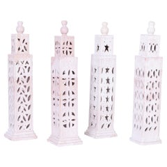 Four Terra Cotta Minaret Form Candle Covers or Objects