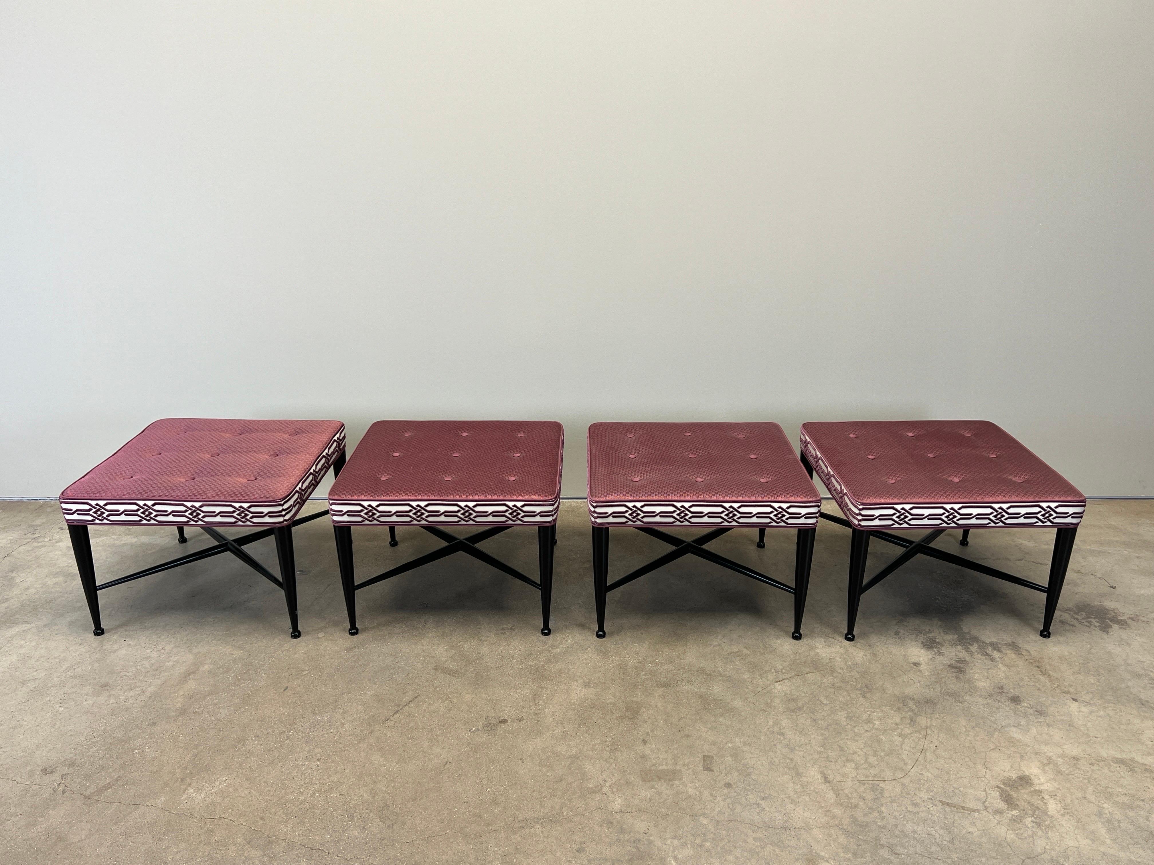 Mid-20th Century Four Thebes Stools by Edward Wormley for Dunbar For Sale