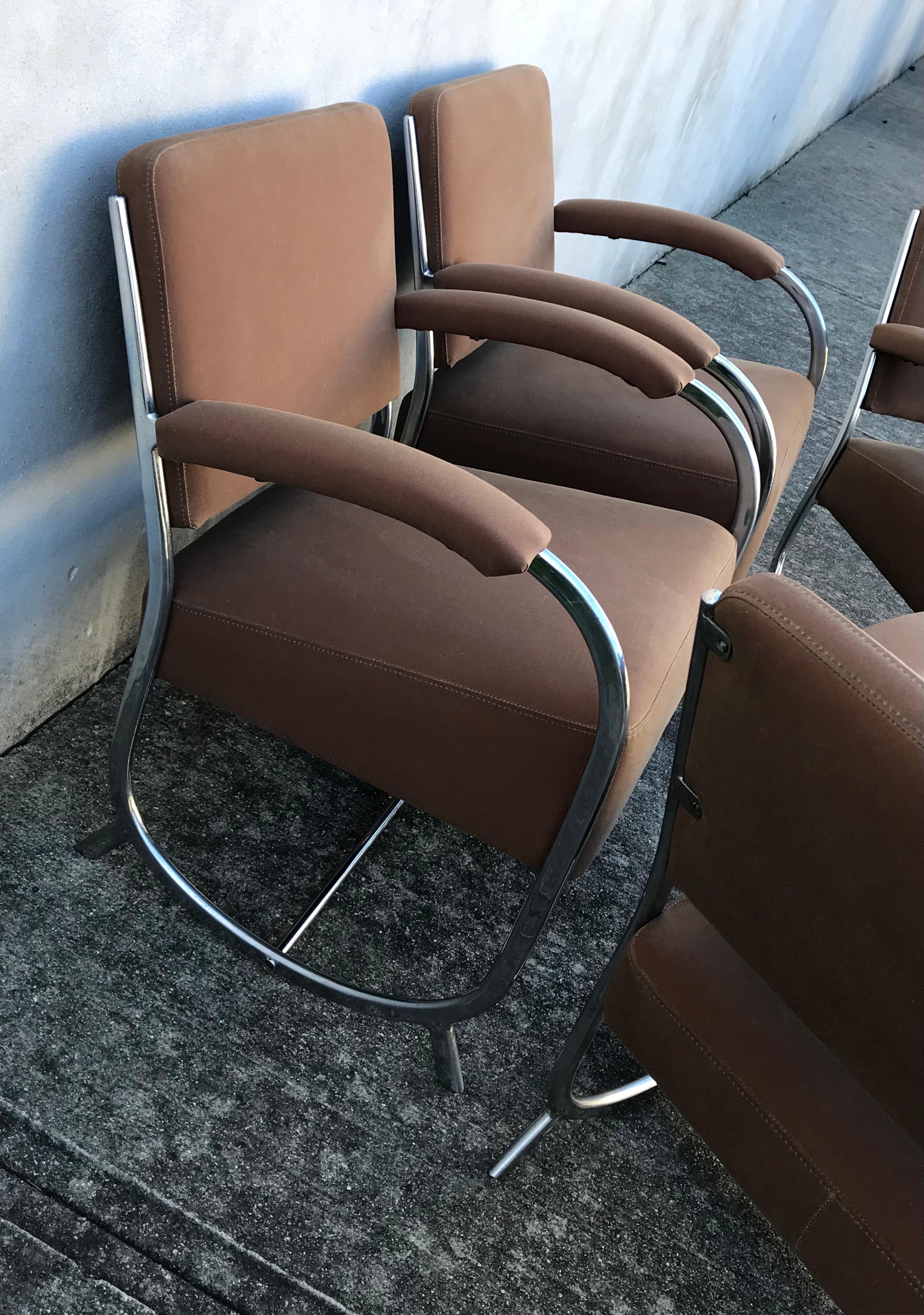 Upholstery Four Art Deco Streamline Modern Club Chairs in the Style of KEM Weber, 1930's For Sale