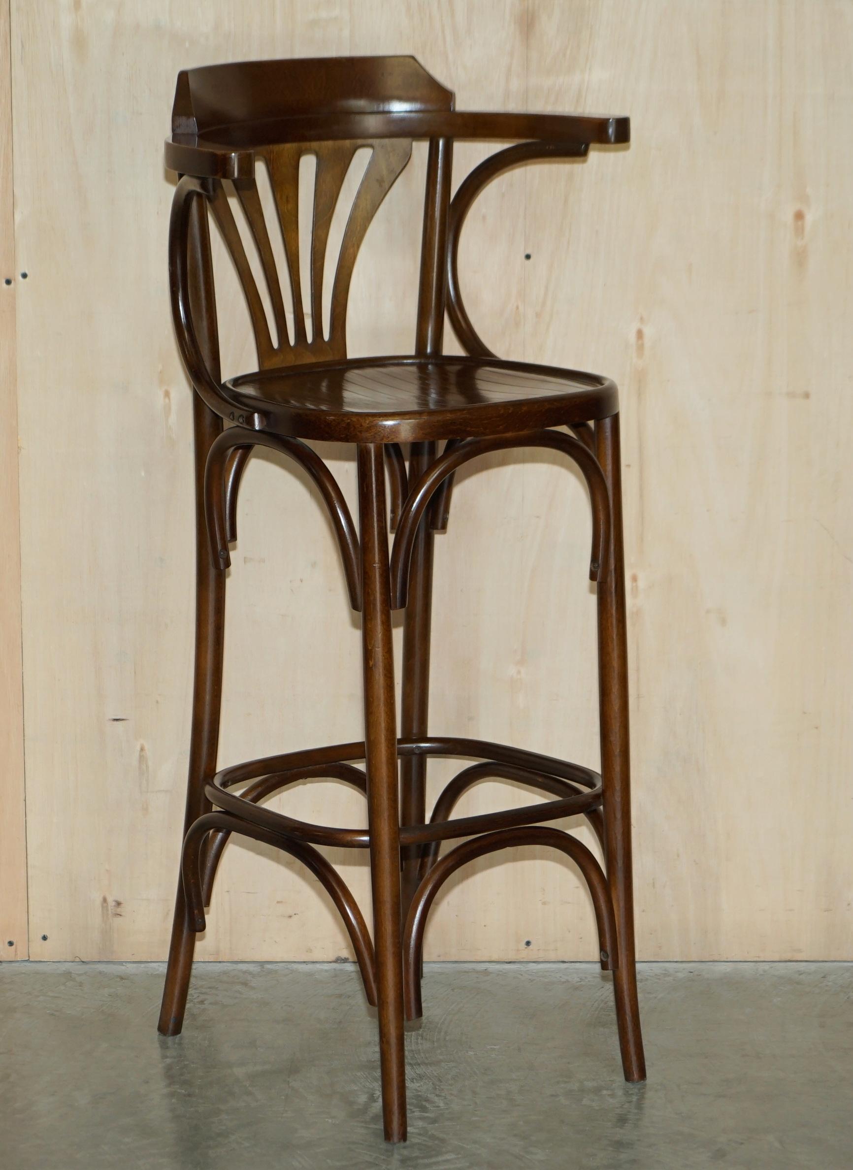 Four Thonet Style Bentwood Tall Kitchen Bar Stools with Elegant Frames 4 For Sale 8