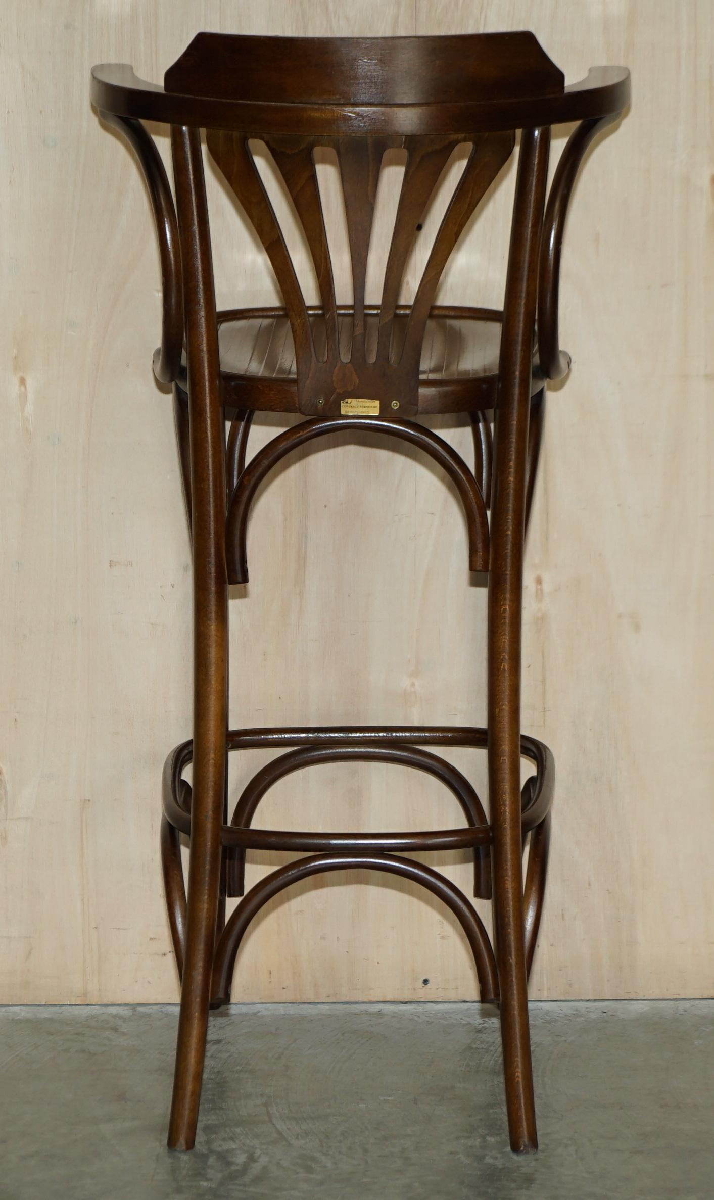 Four Thonet Style Bentwood Tall Kitchen Bar Stools with Elegant Frames 4 For Sale 11