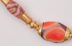 Four Thousand Year Old Agate and Carnelian Beads with 22k Gold Caps and Spacers