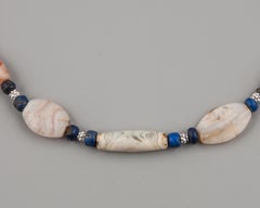 Bronze Age Agate Beads with Lapis Lazuli and Granulated Silver Spacers