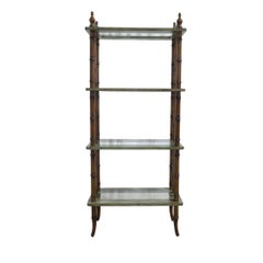 Four Tier Faux Bamboo and Glass Etagere