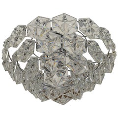 Vintage Four-Tier Flush Mount Crystal Glass / Chromed Metal by Kinkeldey, Germany, 1970s