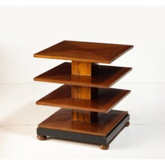 Four Tier Mahogany and Walnut Art Deco Side Table, France, c. 1930
