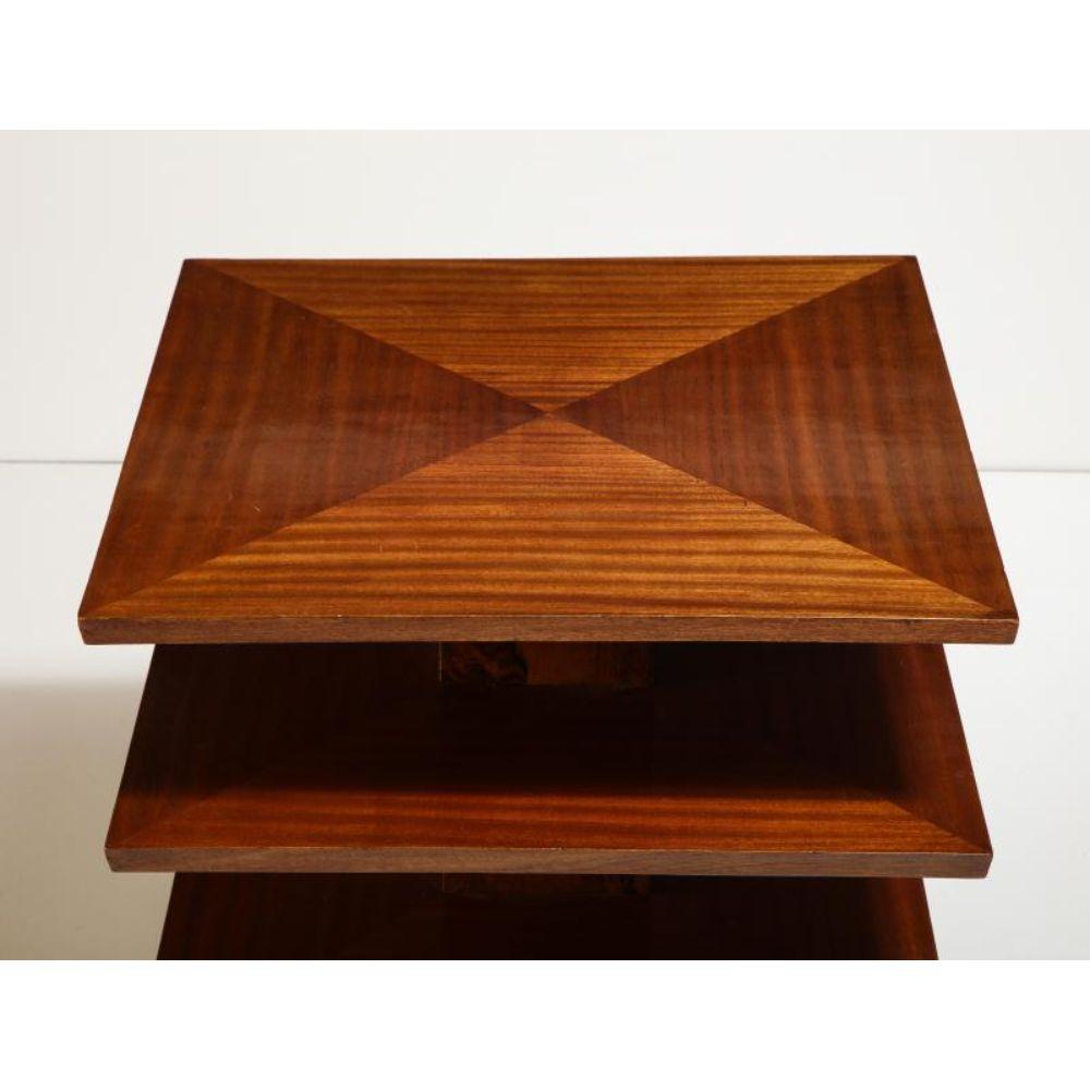 English Four Tier Mahogany and Walnut Art Deco Side Table, France, c. 1930 For Sale