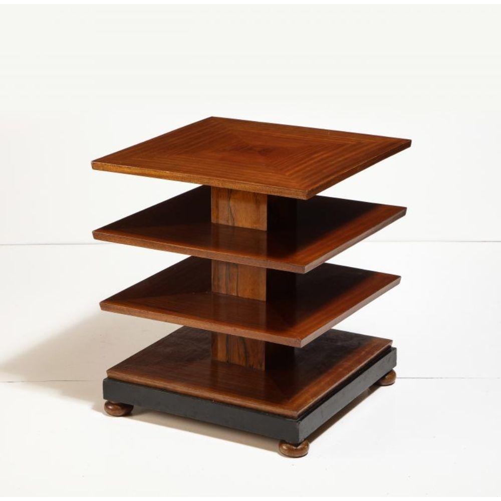 20th Century Four Tier Mahogany and Walnut Art Deco Side Table, France, c. 1930 For Sale