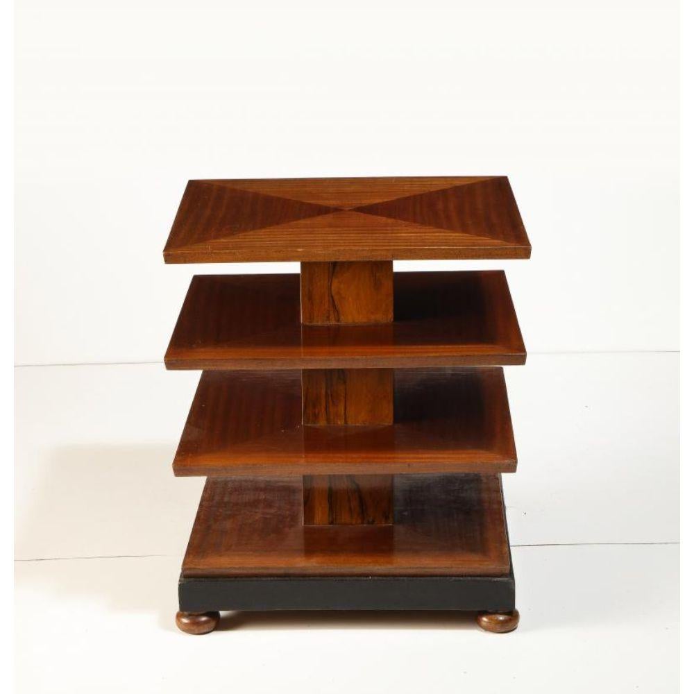 Four Tier Mahogany and Walnut Art Deco Side Table, France, c. 1930 For Sale 2