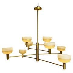 Vierstöckiger Kronleuchter "Otto Luce" von Cartwright, Messing und Glas, USA, 2021