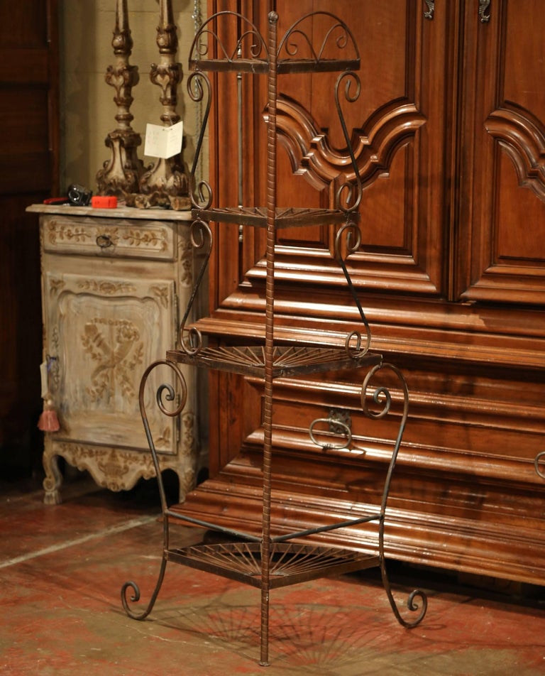 Four-Tier Patinated Rust Iron Display Corner Shelf at 1stDibs