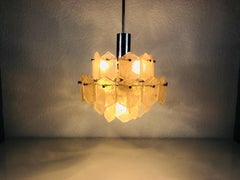 Four-Tiered Kalmar Midcentury Ice Glass Chandelier, circa 1960s