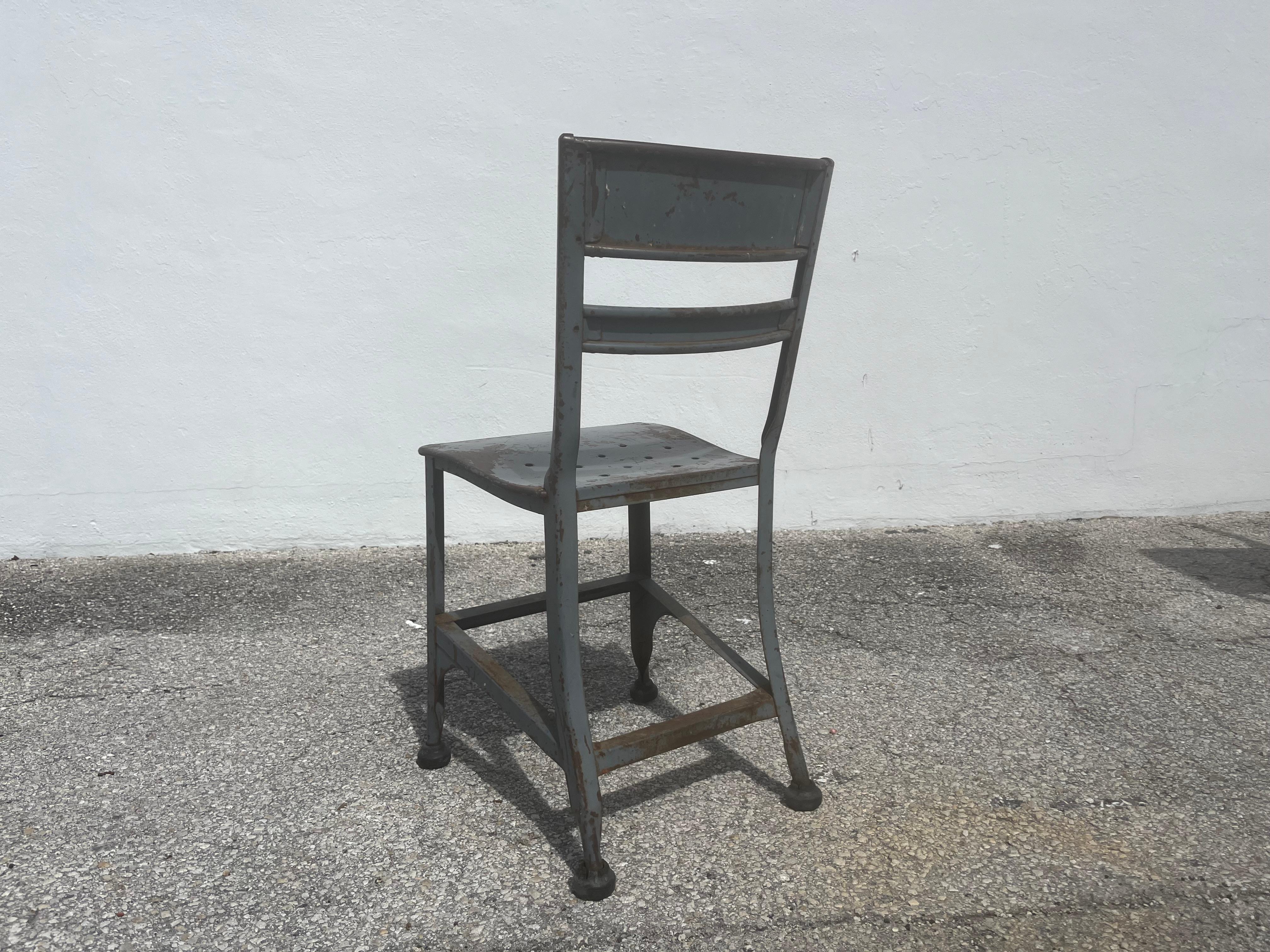 Four Toledo Steel Dining Chair, Industrial, USA In Good Condition For Sale In Miami, FL