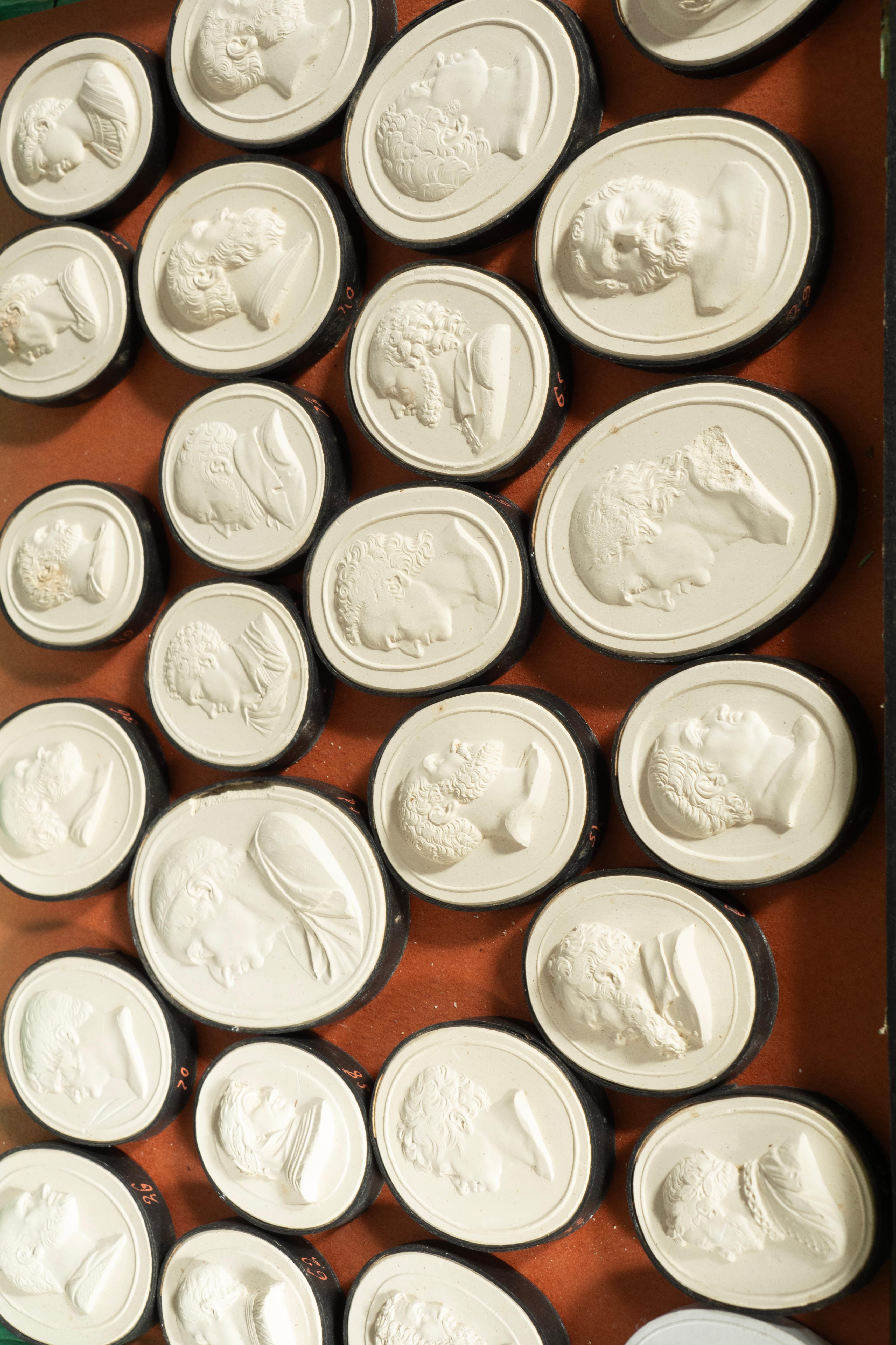 Four Trays Of Italian Grand Tour Plaster Intaglios In Good Condition In Essex, MA