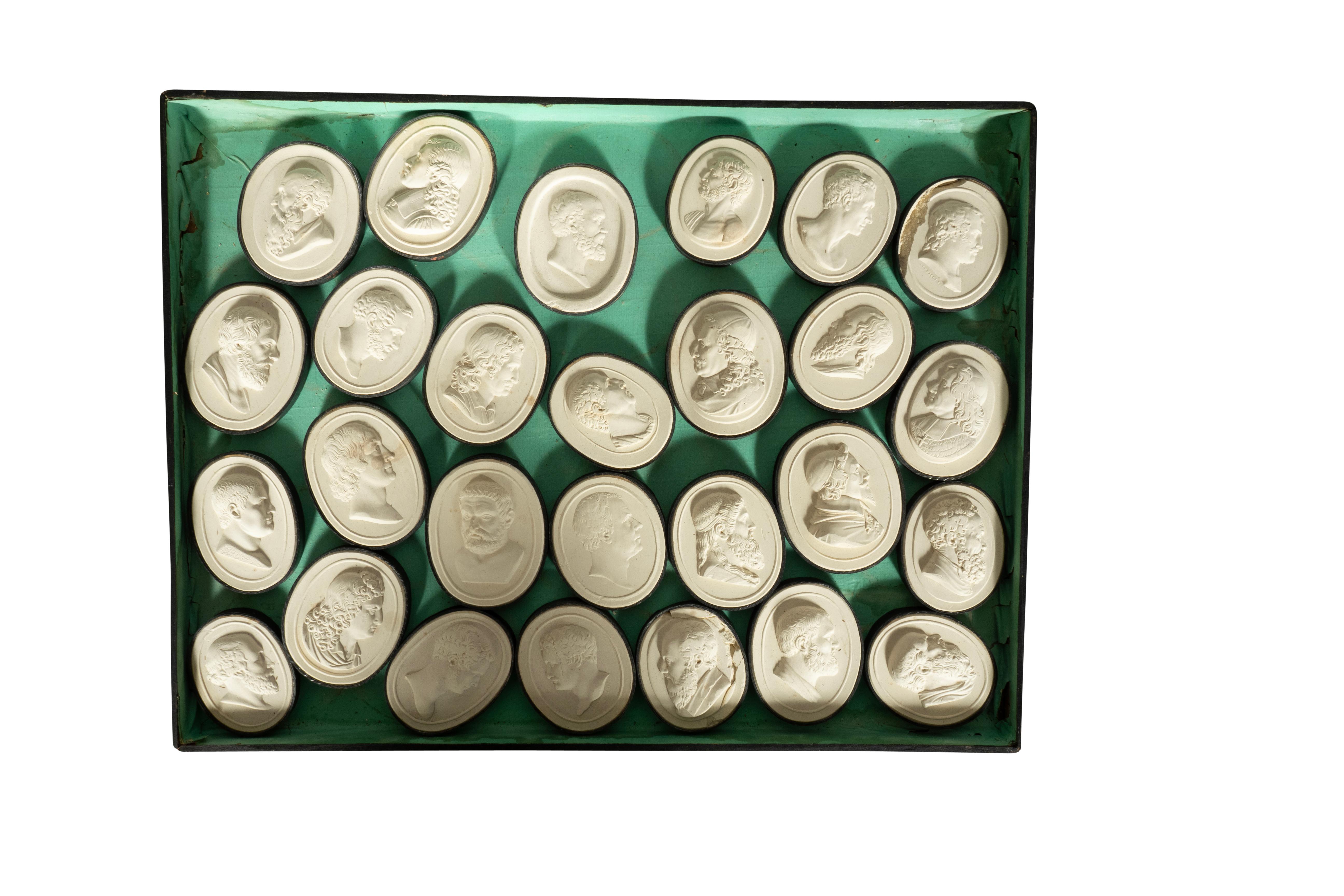 Late 19th Century Four Trays Of Italian Grand Tour Plaster Intaglios
