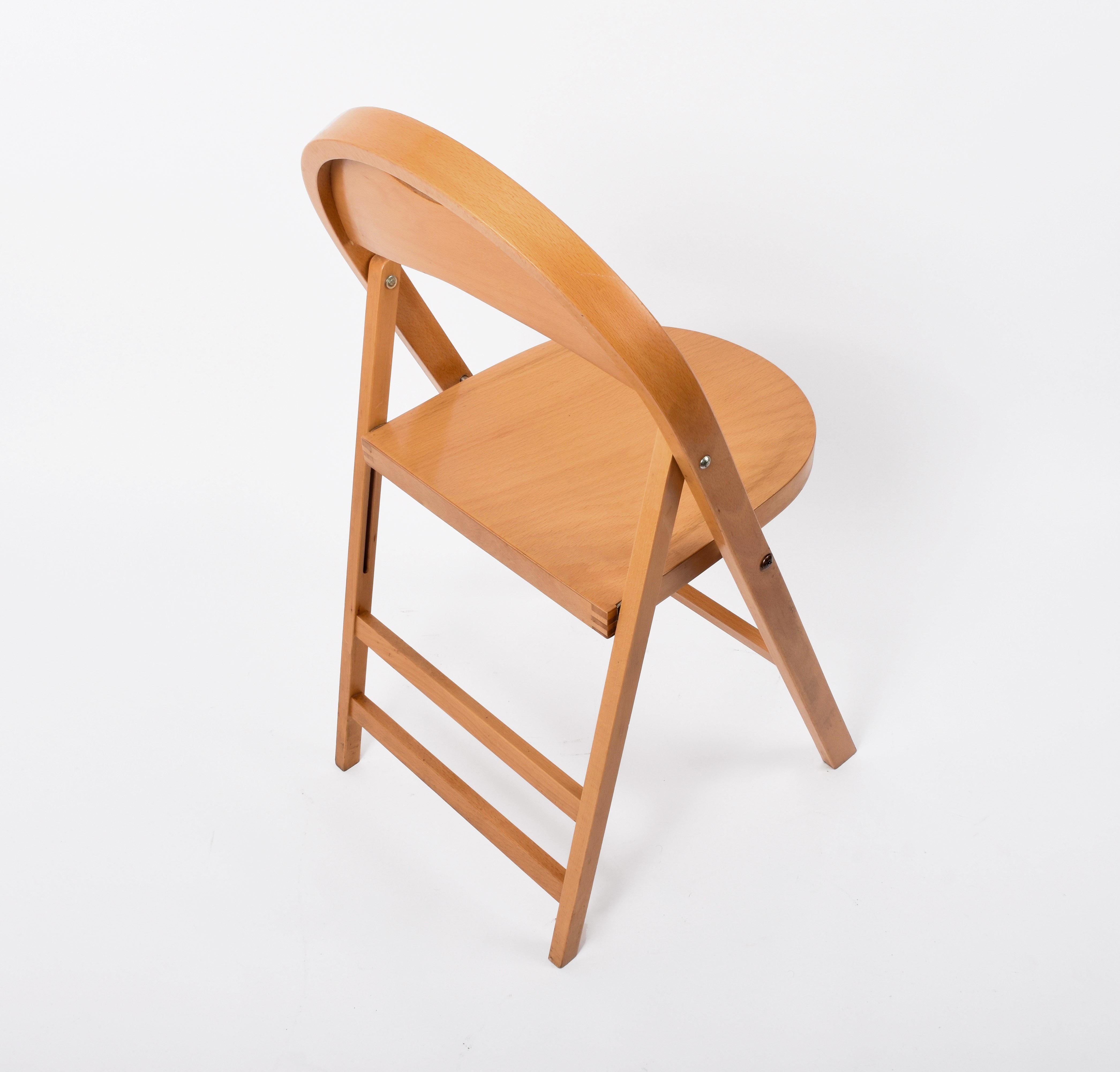 Wood Four Tric Chairs by Castiglioni for BBB Emmebonacina, Italy, 1970s Folding Chair