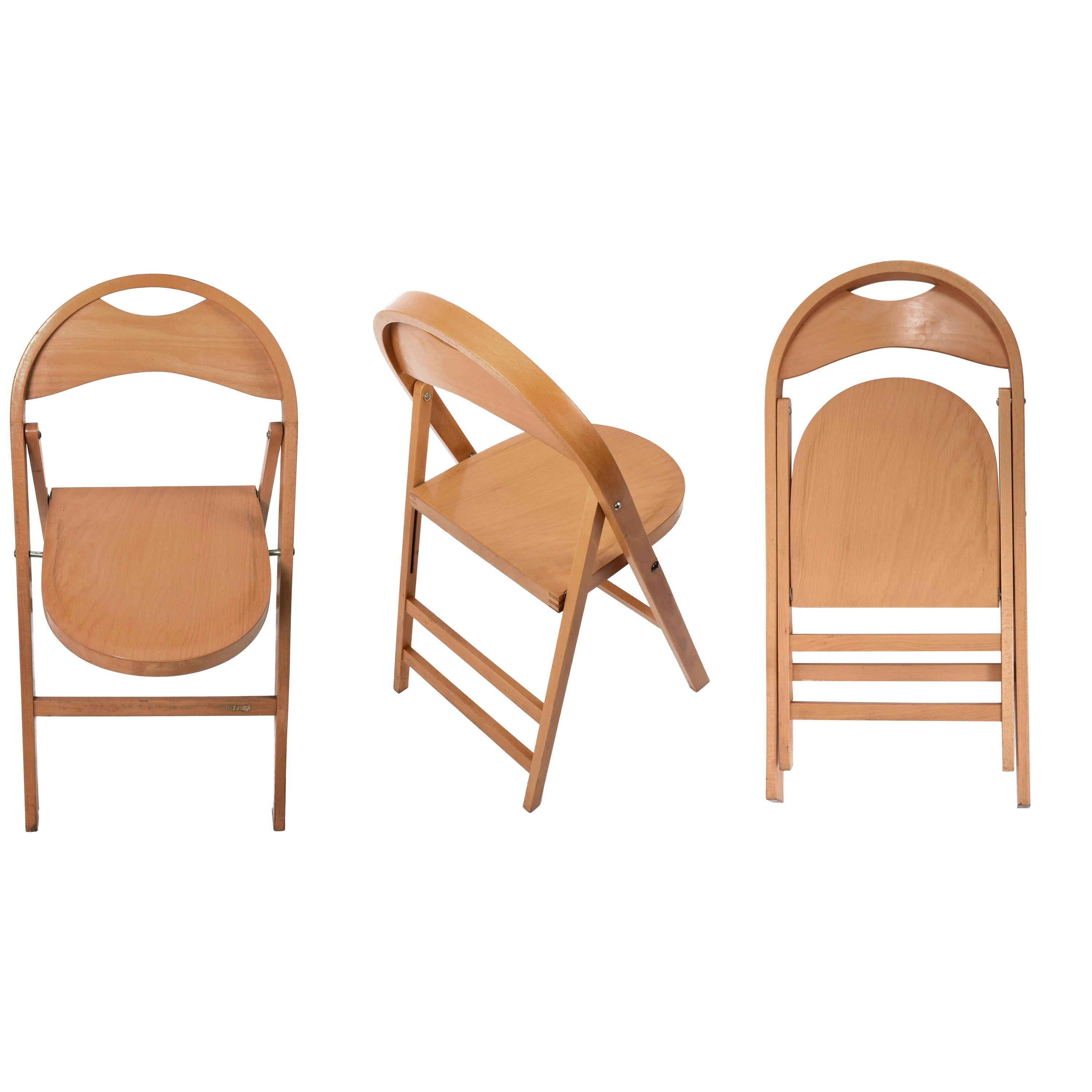 Four Tric Chairs by Castiglioni for BBB Emmebonacina, Italy, 1970s Folding Chair