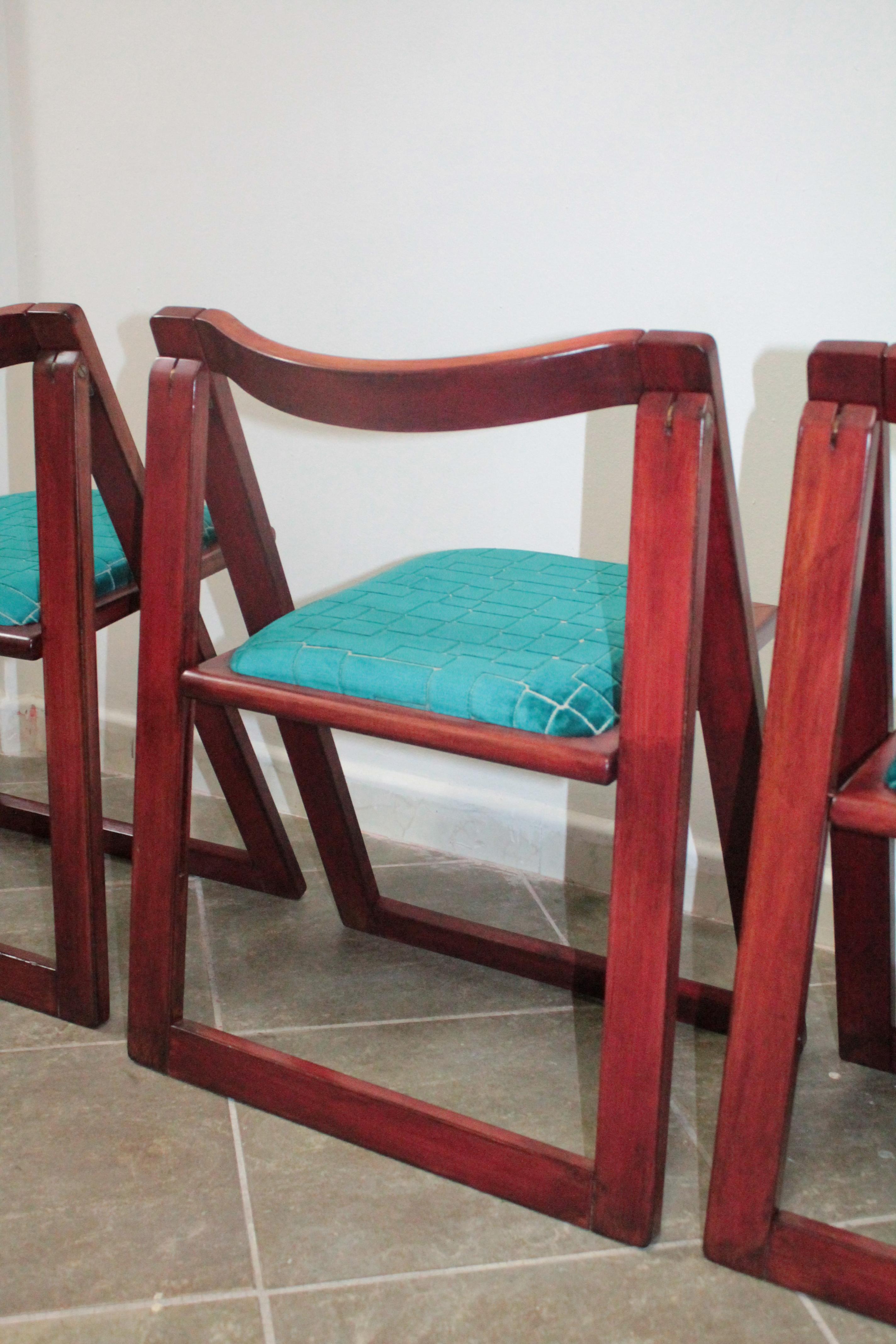 Four Trieste Folding Chairs Bazzani Design Aldo Jacober Pierangela D'aniello 60s For Sale 4