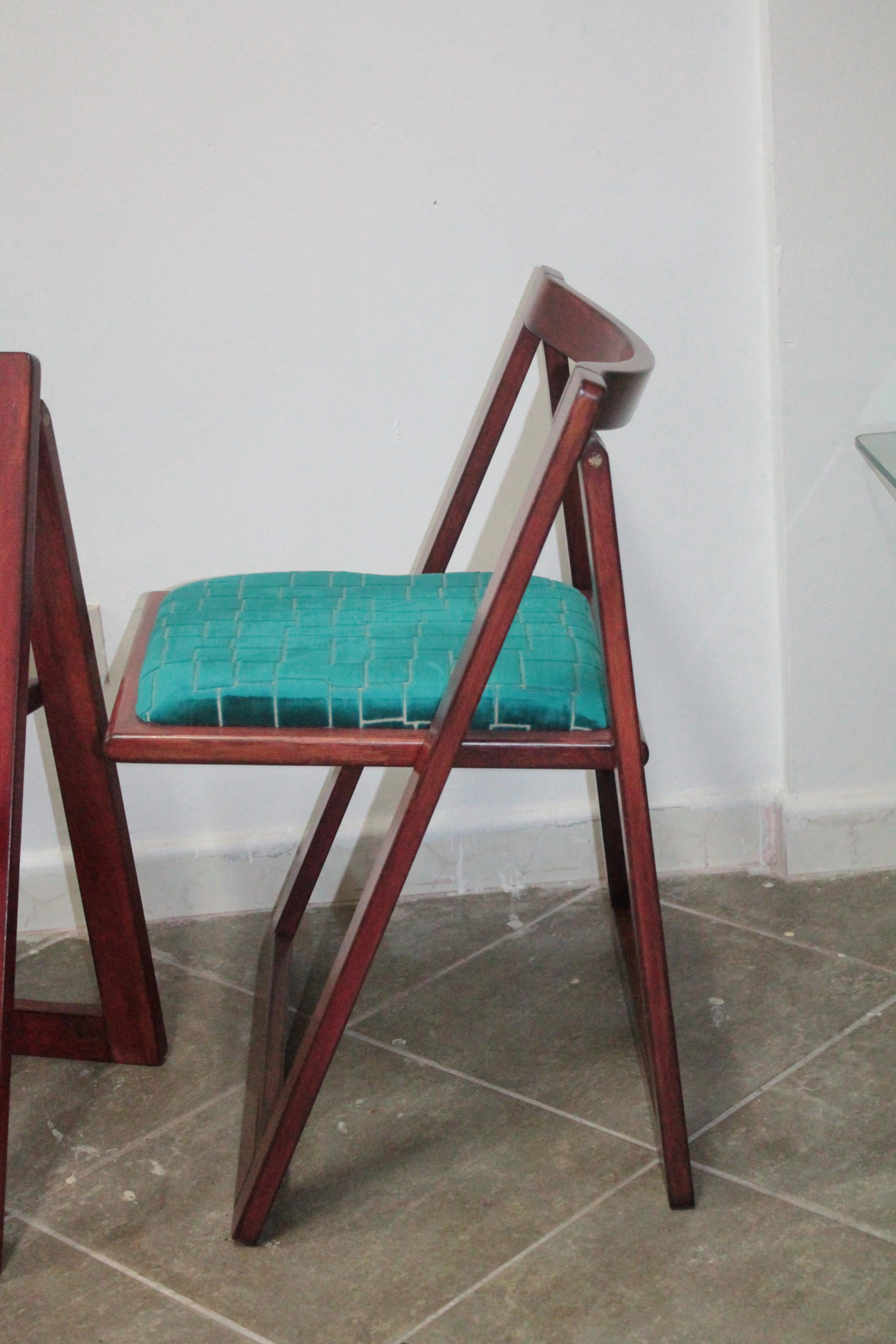 Italian Four Trieste Folding Chairs Bazzani Design Aldo Jacober Pierangela D'aniello 60s For Sale