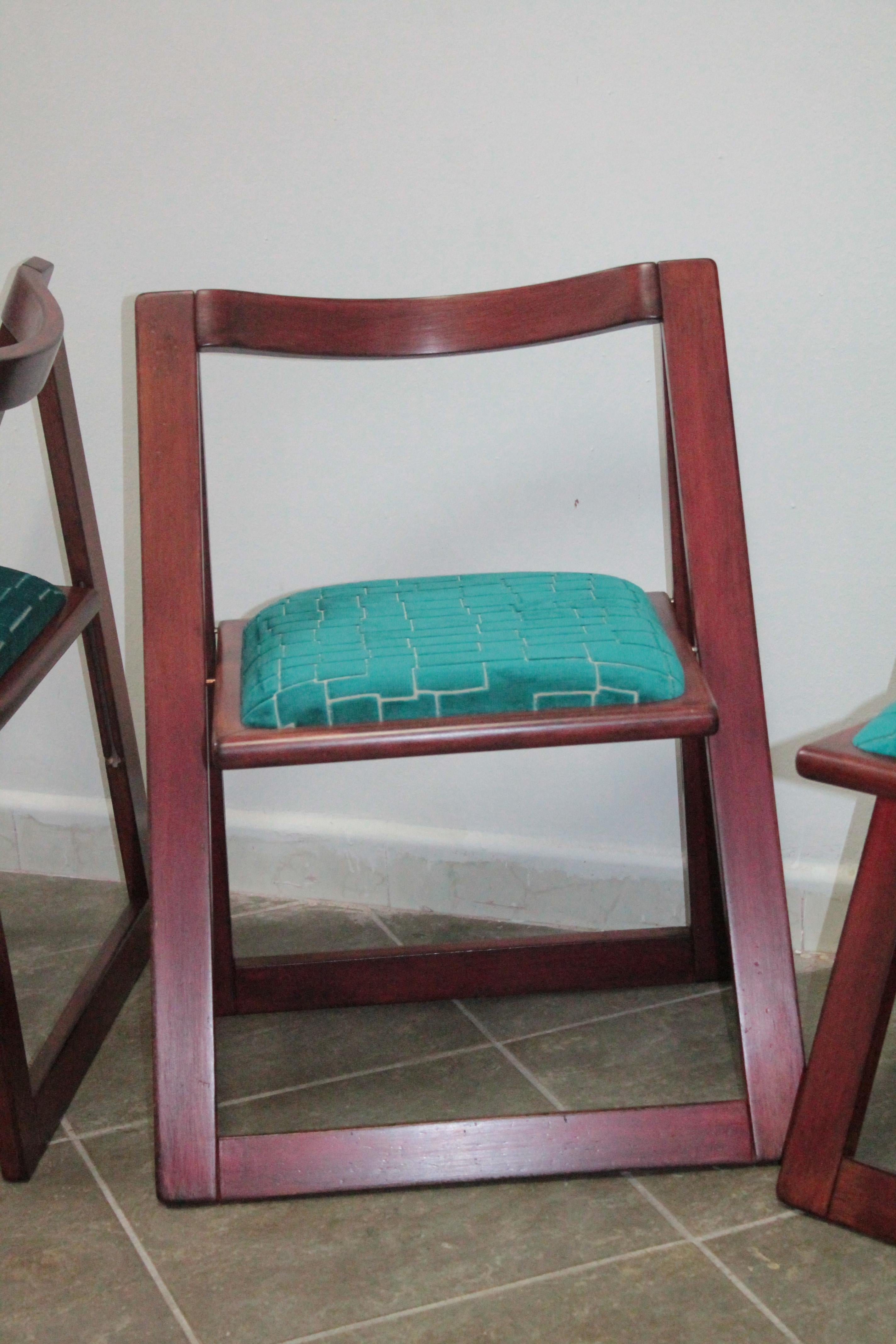 Mid-20th Century Four Trieste Folding Chairs Bazzani Design Aldo Jacober Pierangela D'aniello 60s For Sale