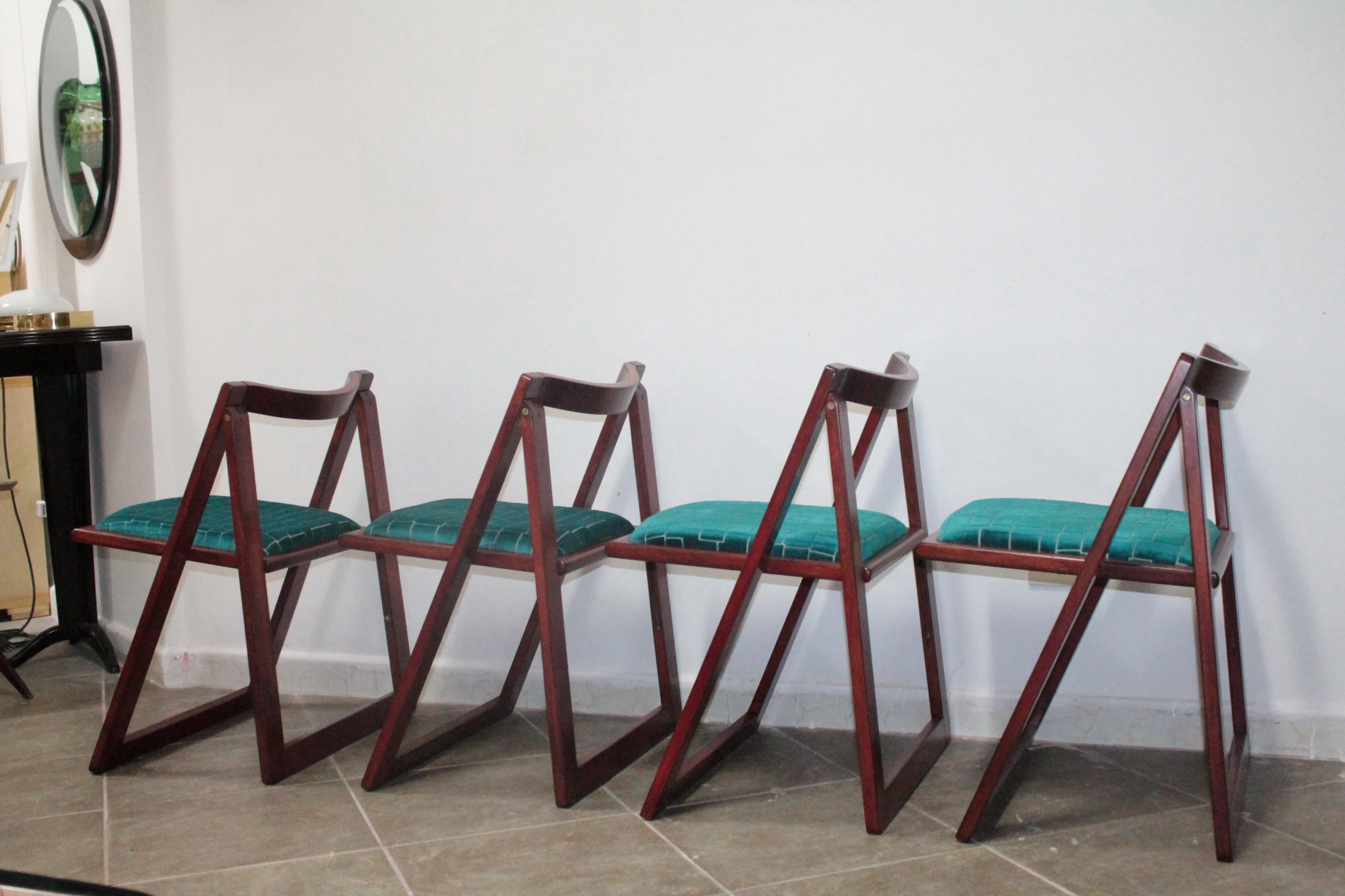 Four Trieste Folding Chairs Bazzani Design Aldo Jacober Pierangela D'aniello 60s For Sale 1