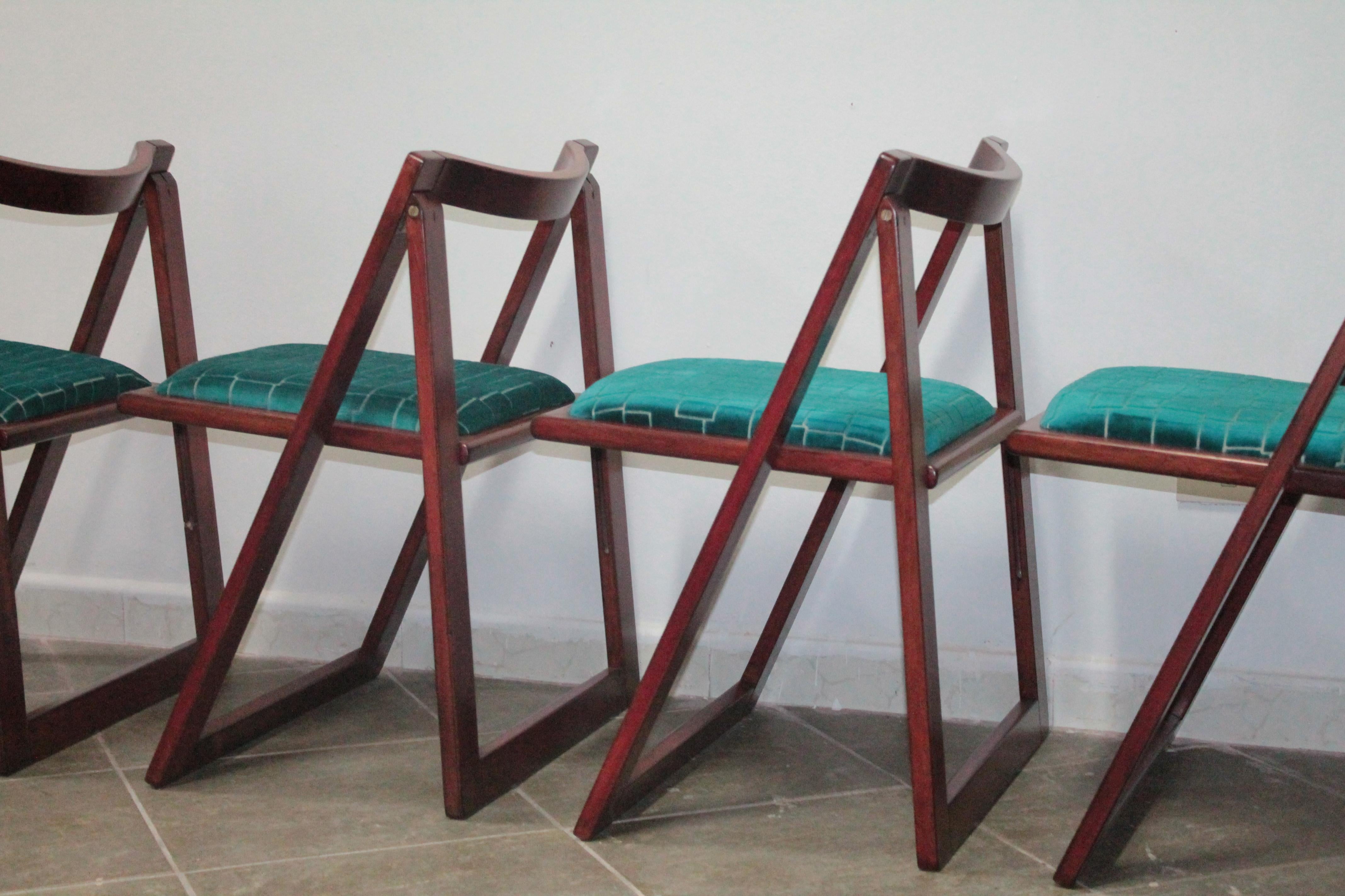Four Trieste Folding Chairs Bazzani Design Aldo Jacober Pierangela D'aniello 60s For Sale 2