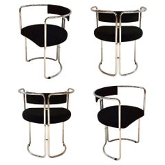 Four Tubular Metal Chairs, Italy, circa 1965