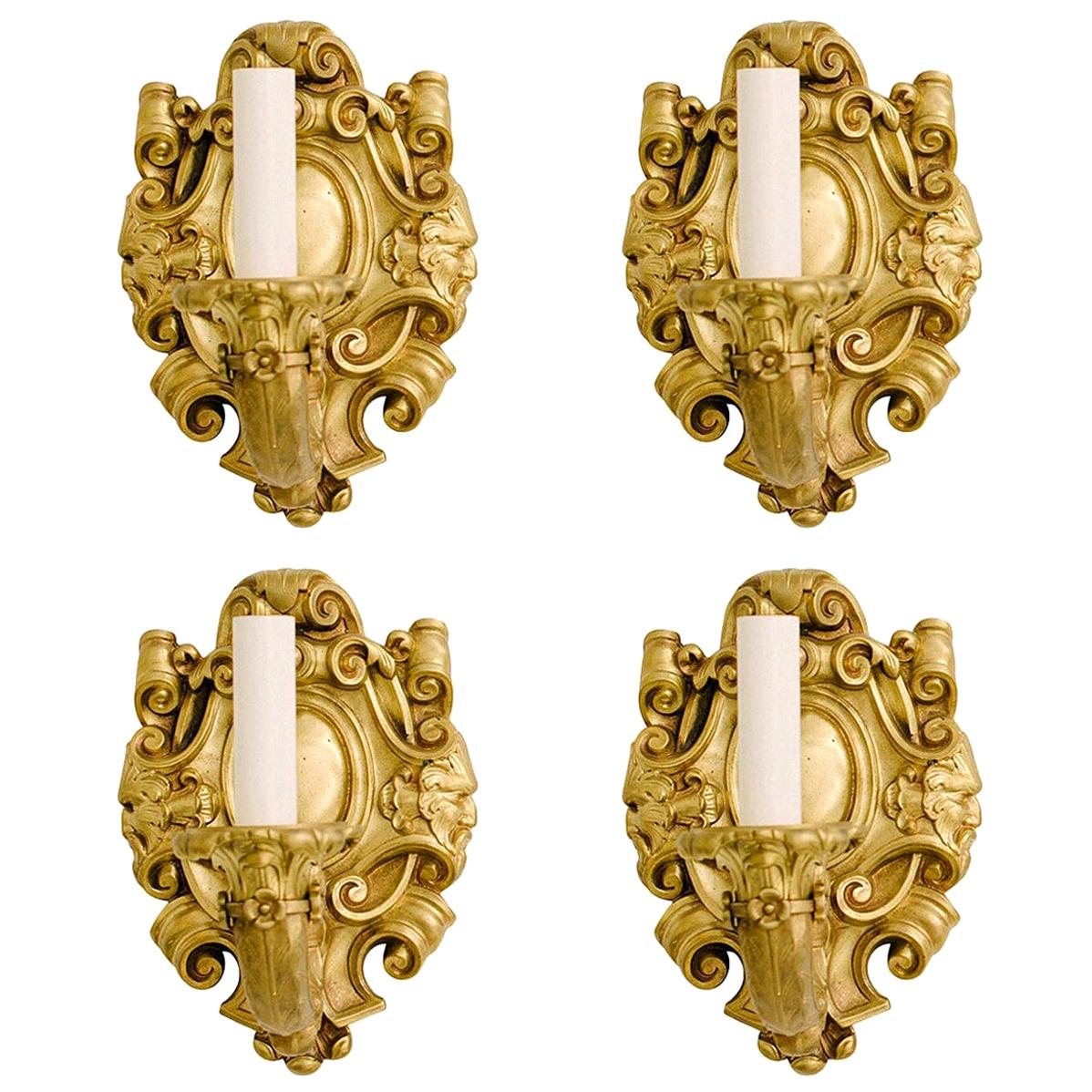 Four 19th Century French Louis XV Bronze Dor�é Sconces