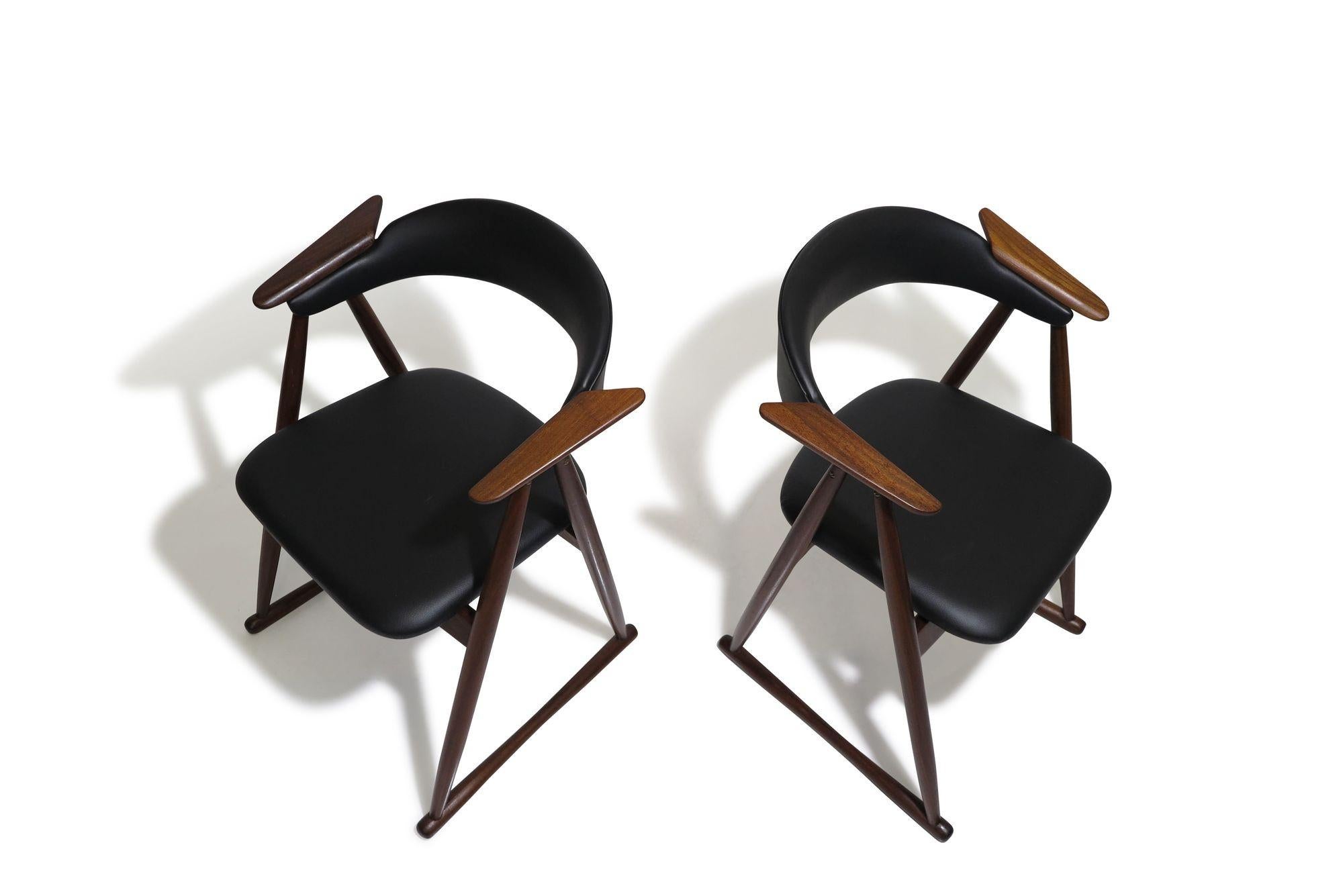 Oiled Four Unique Scandinavian Teak Dining Chairs For Sale