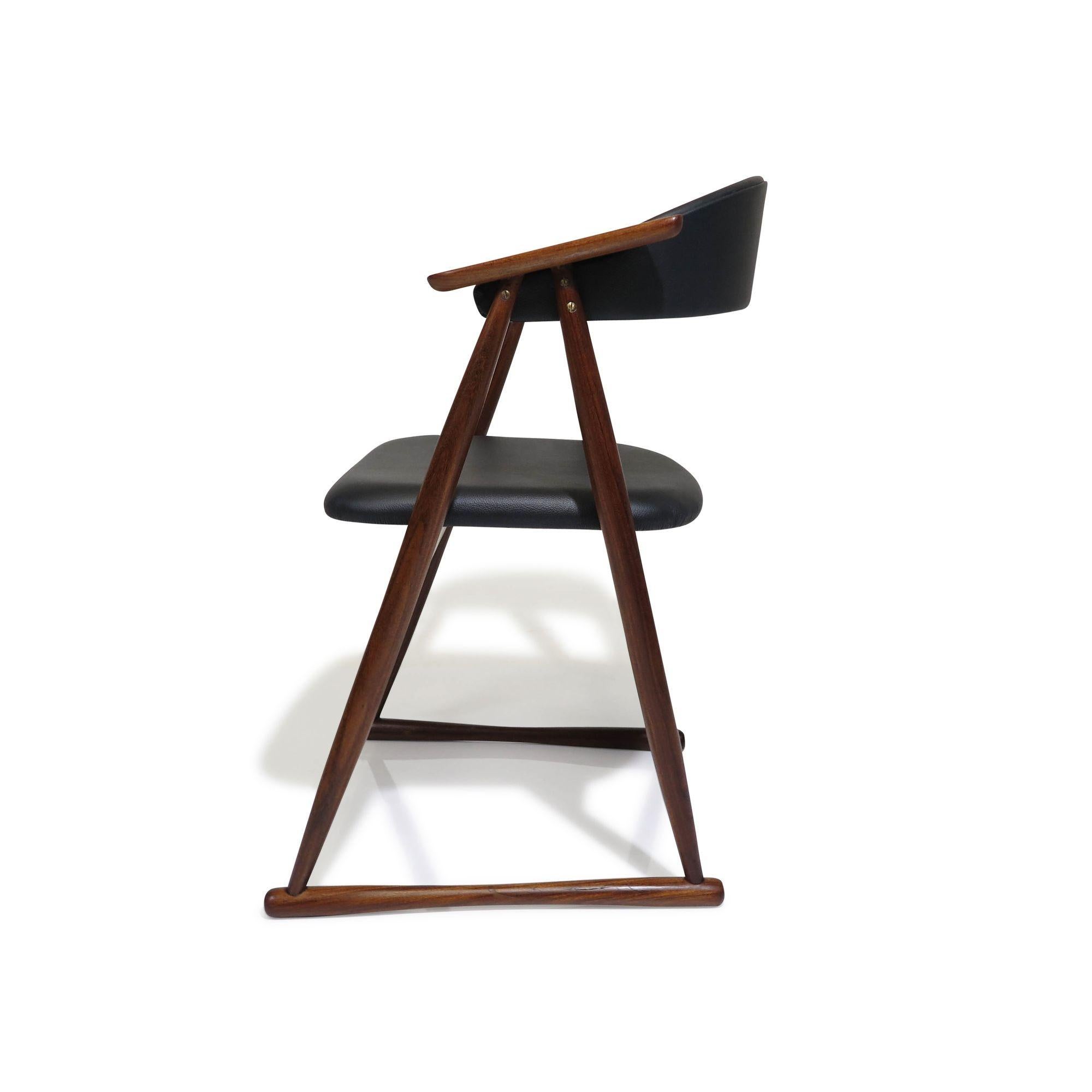 Leather Four Unique Scandinavian Teak Dining Chairs For Sale