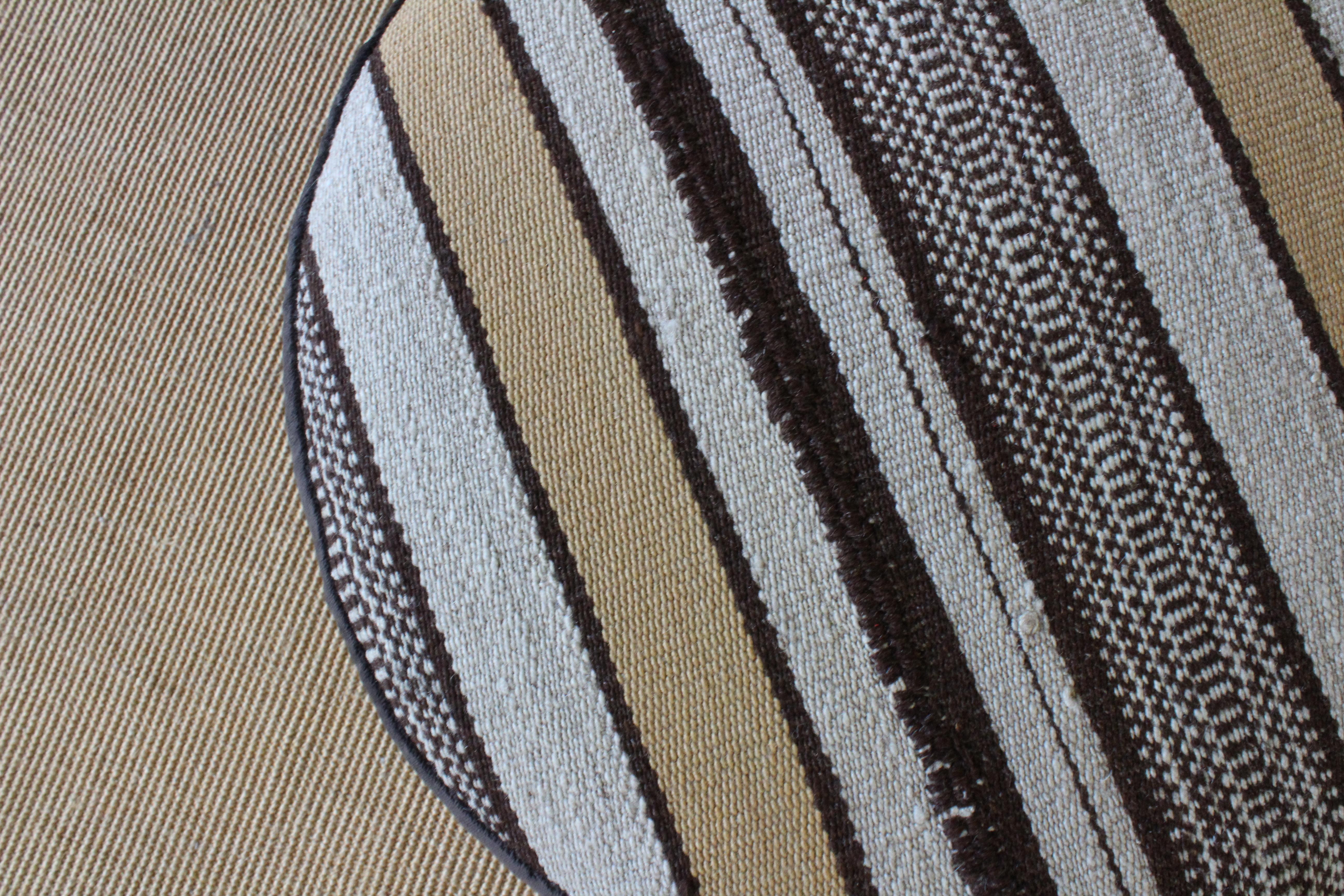 Velvet Upholstered Kilim Stools, Three Available. 