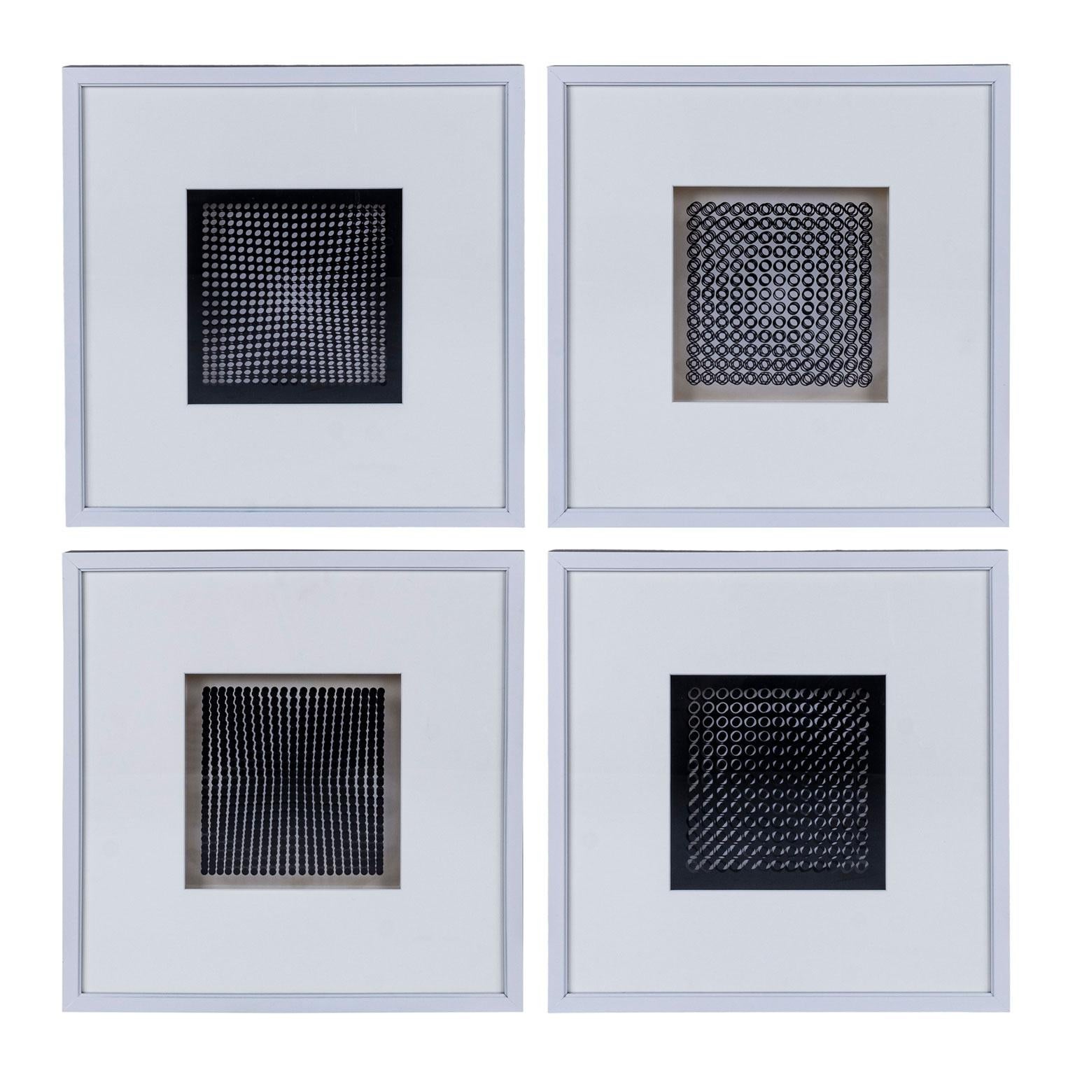 Hand-Crafted Four Vasarely Prints, Oeuvres Profondes For Sale