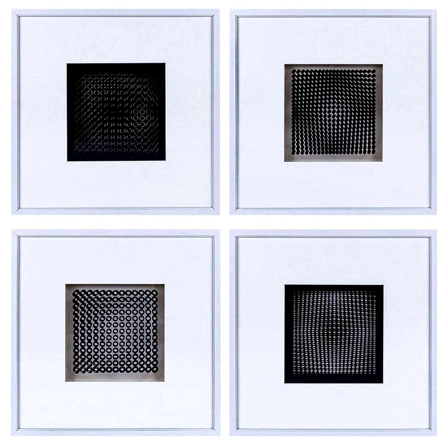 Hand-Crafted Four Vasarely Prints, Oeuvres Profondes For Sale