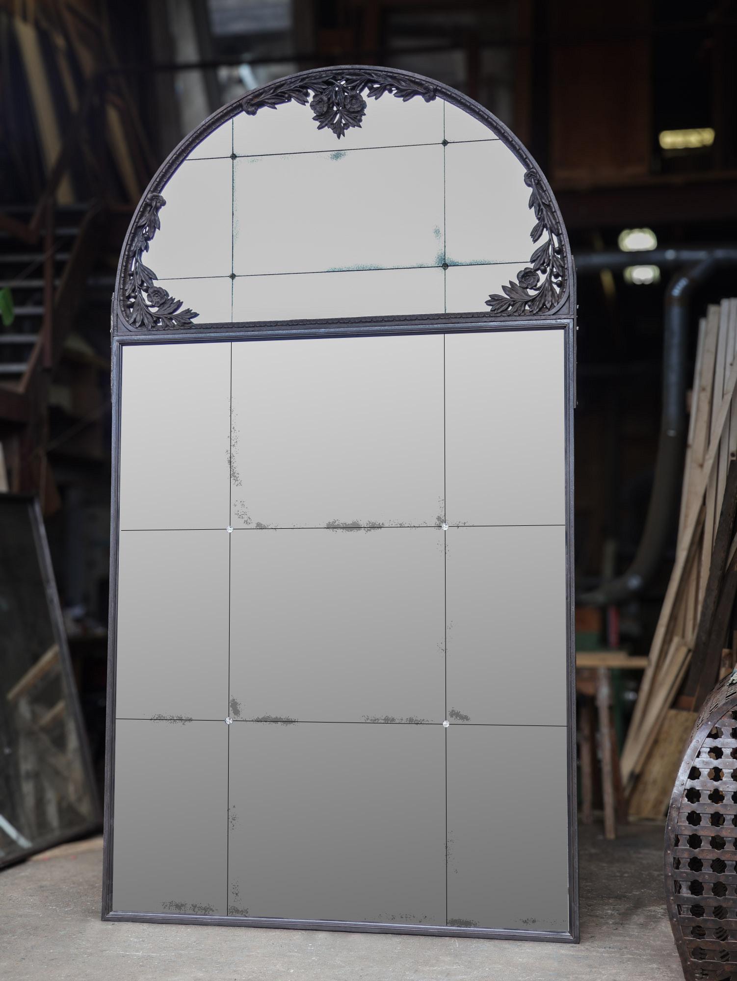 French Four Very Large Mirrors in Iron Frame with Arches by Architect Viollet-le-Duc For Sale