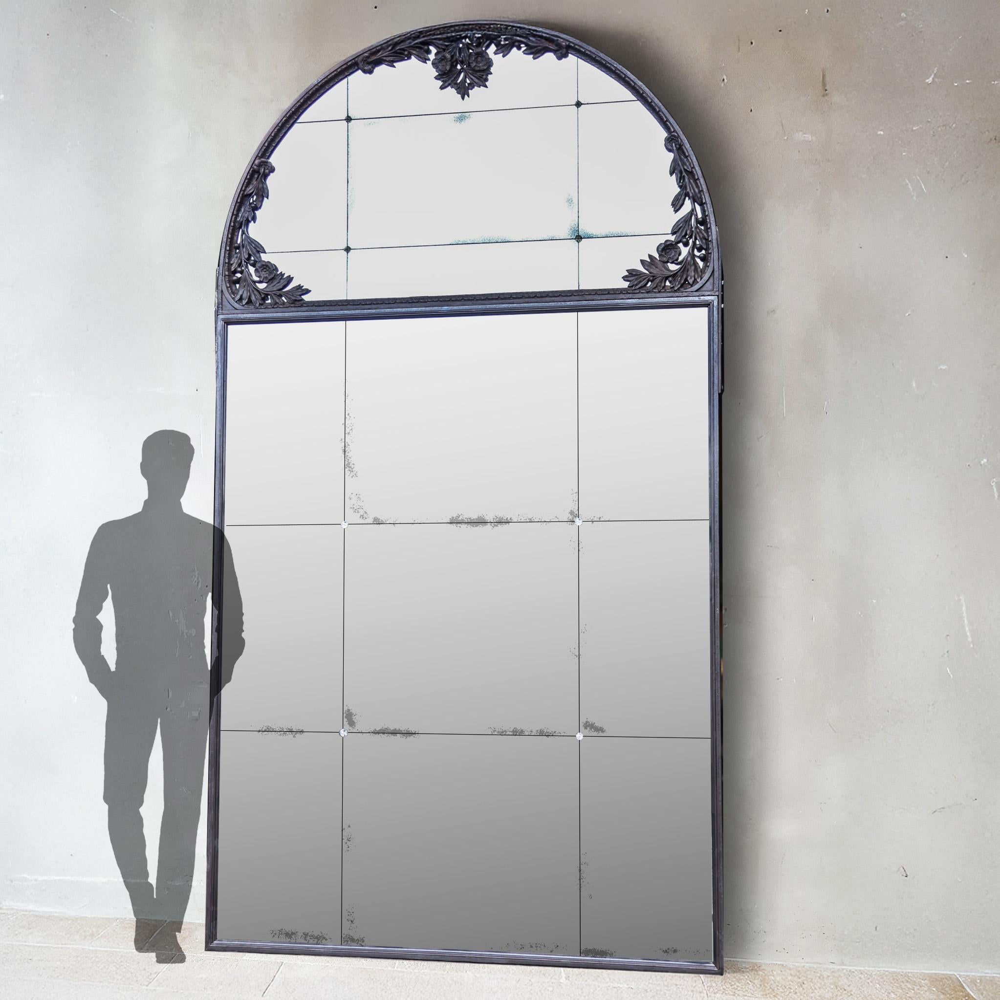 Cast Four Very Large Mirrors in Iron Frame with Arches by Architect Viollet-le-Duc For Sale