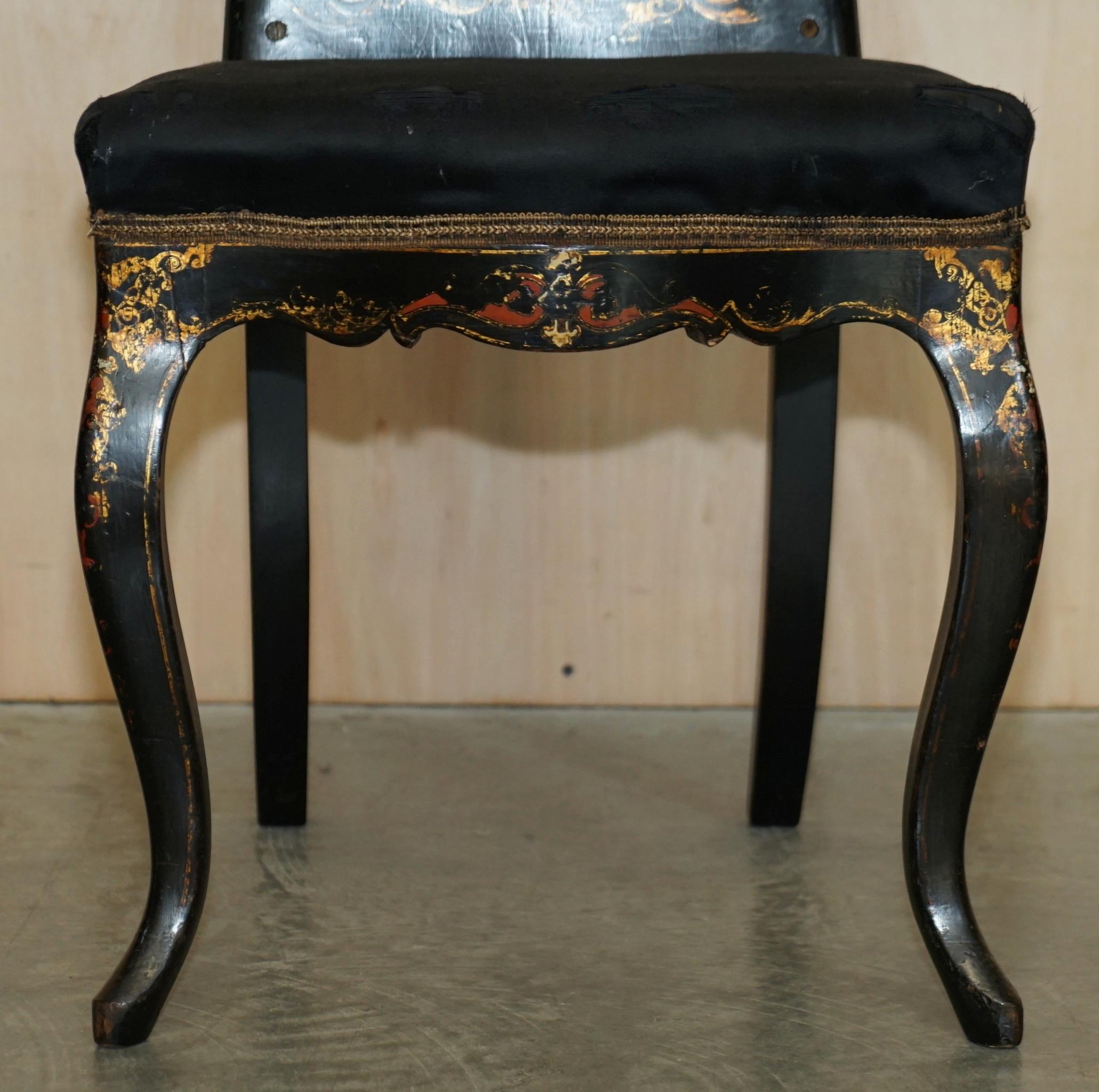 Four Very Rare Antique Regency circa 1815 Ebonsied Mother of Pearl Side Chairs For Sale 5