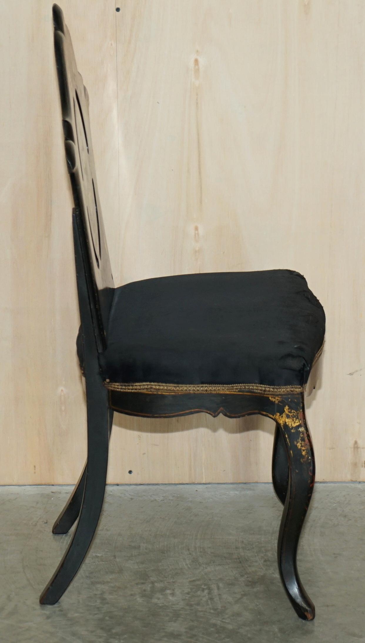 Vier sehr seltene antike Regency-Beistellstühle aus ebonisiertem Perlmutt, um 1815 im Angebot 7
