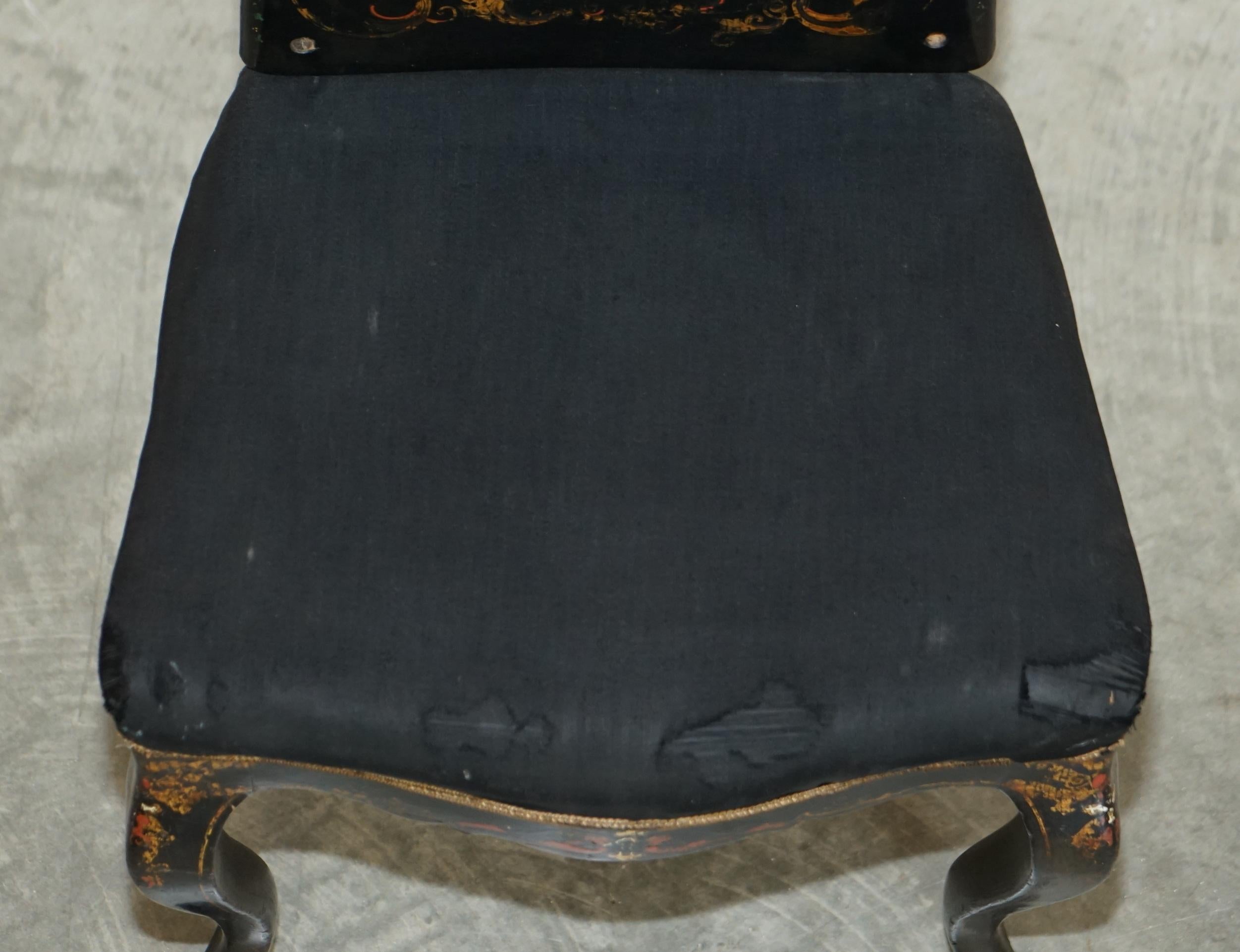 Four Very Rare Antique Regency circa 1815 Ebonsied Mother of Pearl Side Chairs For Sale 2