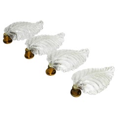 Four Very Rare Original 1950s Italian Barovier 
Toso Murano Glass Wall Lamps