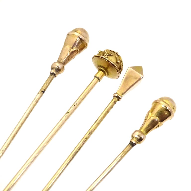 Four Victorian Antique Gold Hat Pins at 1stDibs