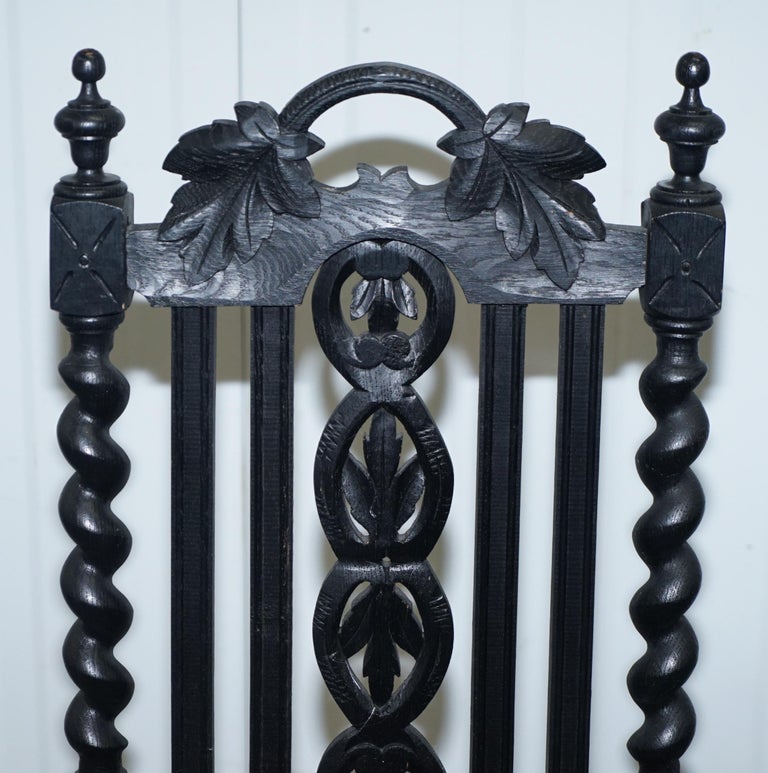 Four Victorian Carved Oak Dining Chairs Leather Upholstery ...