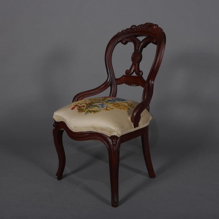 Four Victorian Carved Walnut and Crewel Embroidery Balloon Back Chairs at 1stDibs victorian