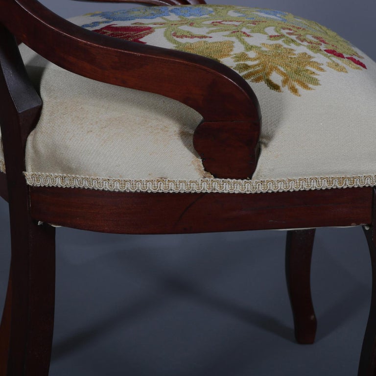 Four Victorian Carved Walnut and Crewel Embroidery Balloon Back Chairs at 1stDibs victorian